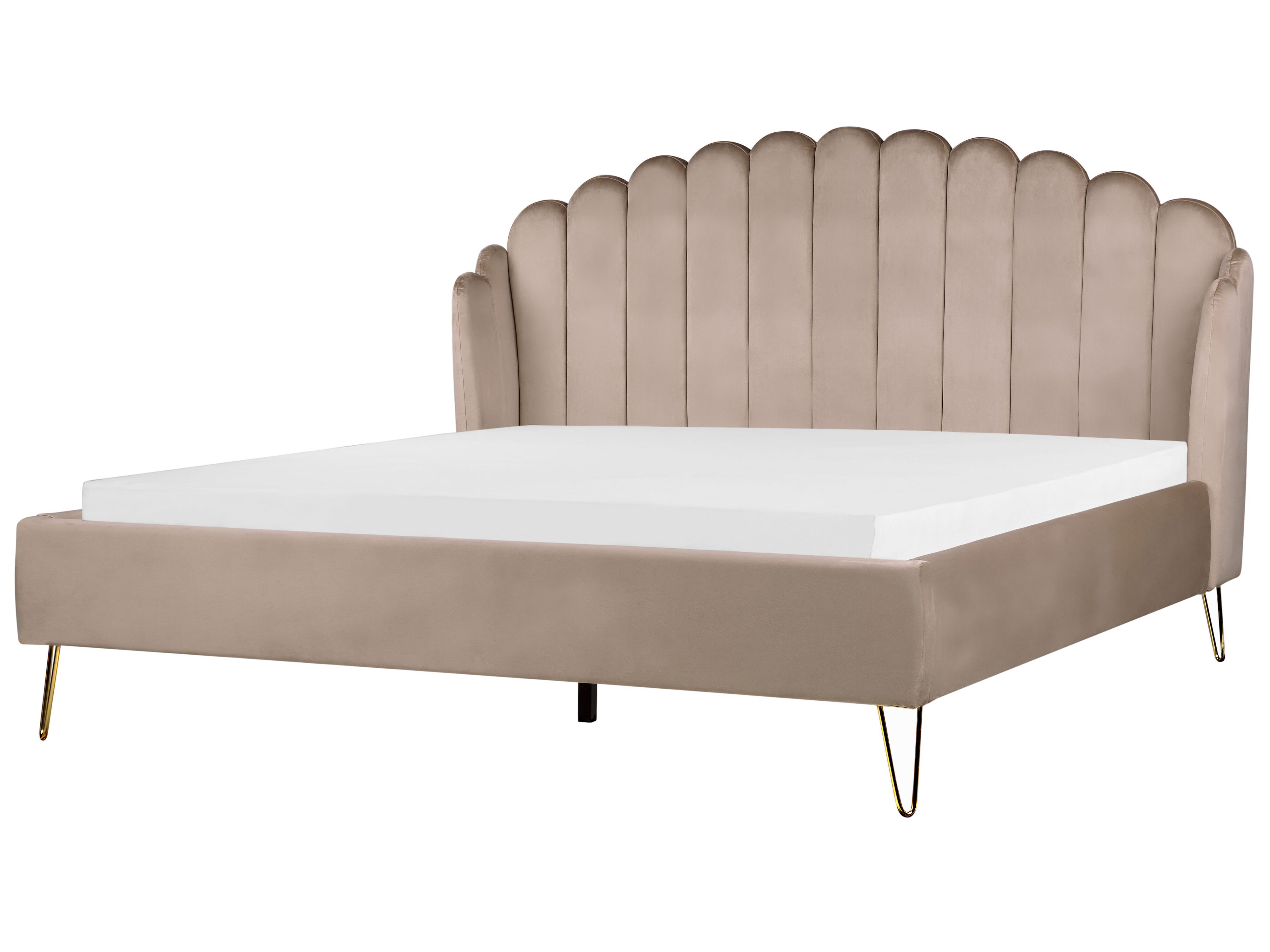 Bed Velvet AMBILLOU 180 x 200 cm (EU Super King) Taupe