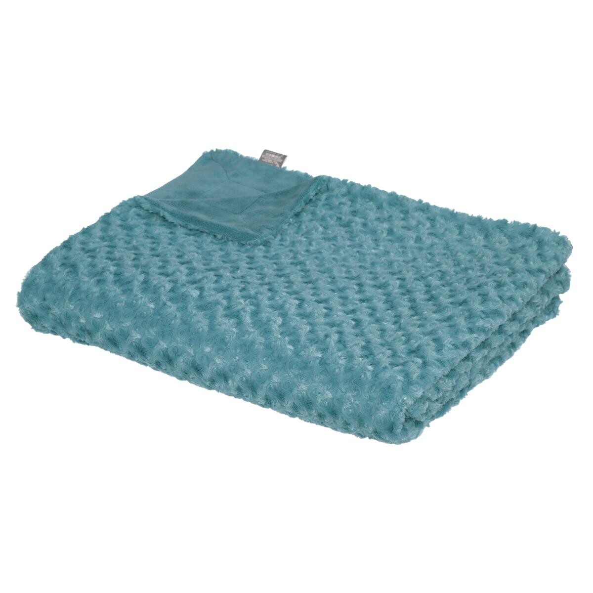 Faux fur plaid "Bouclette" Storm blue, 180x230 cm