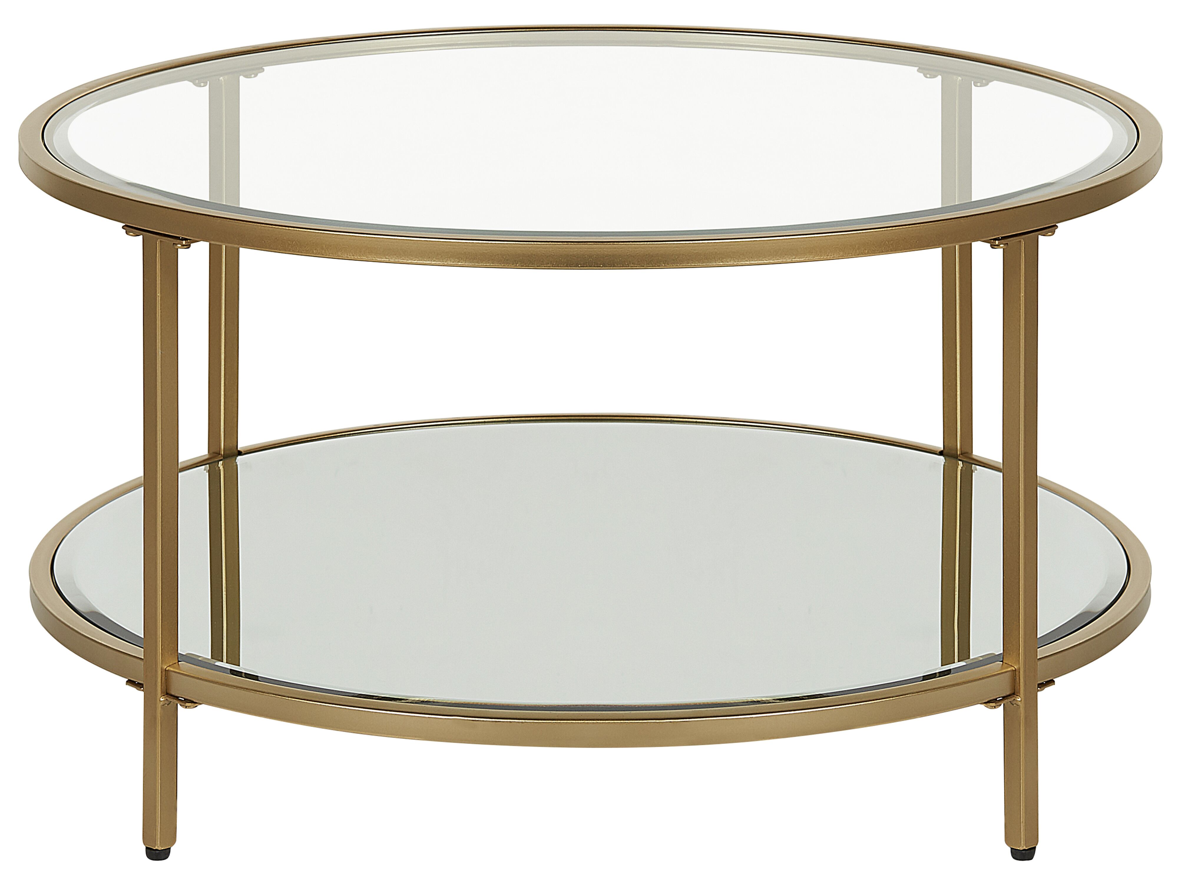 Coffee Table BIRNEY Tempered Glass Gold