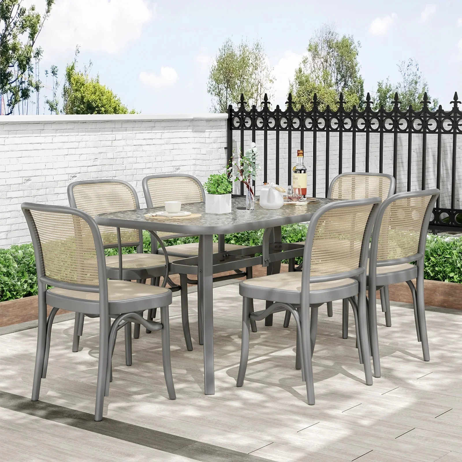 Arlopu Rectangular Patio Dining Table With 5mm Tempered Glass Top - Image 7 Arlopu Rectangular Patio Dining Table With 5mm Tempered Glass Top - Image 7