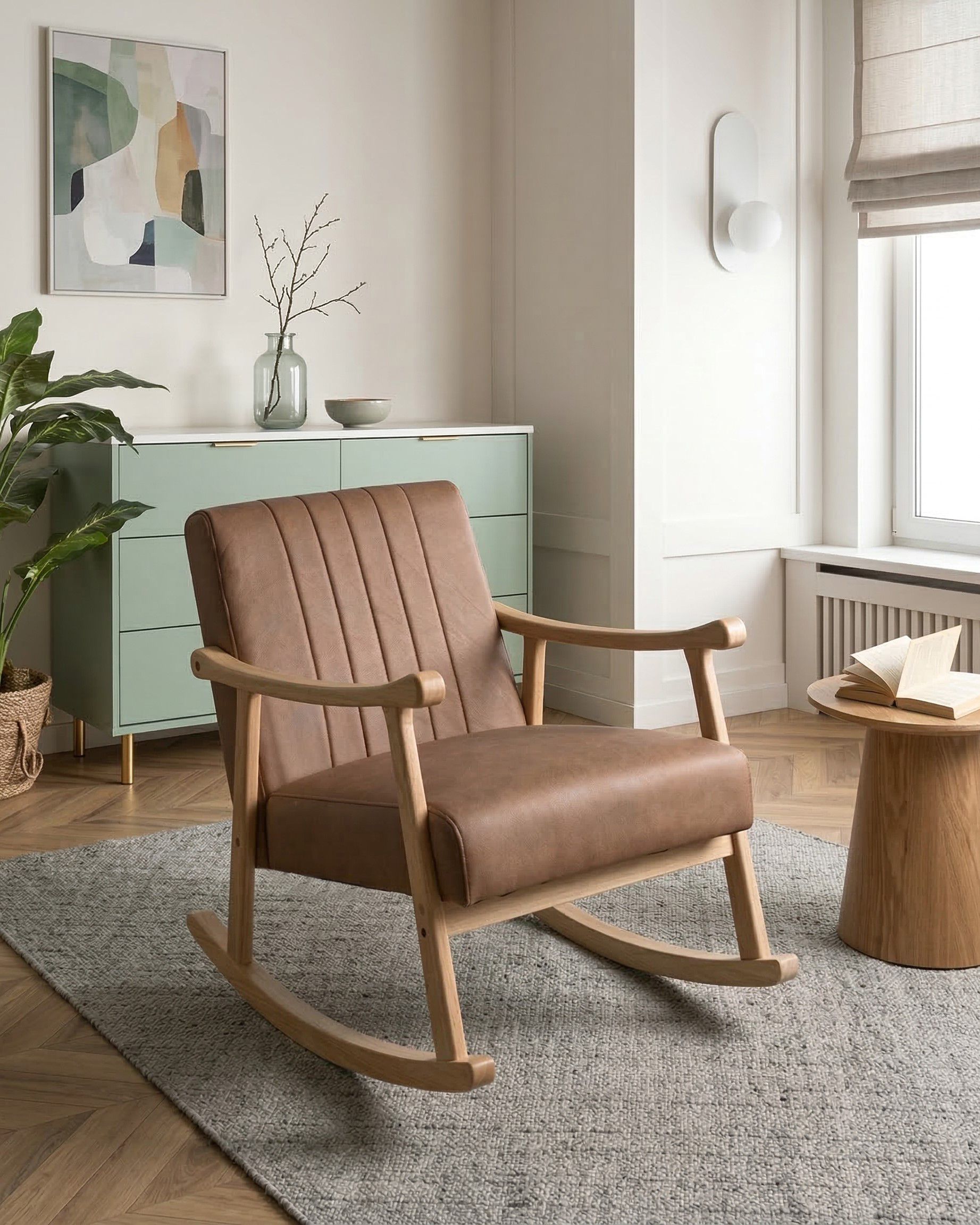 Rocking Chair LEKNES Faux Leather Brown