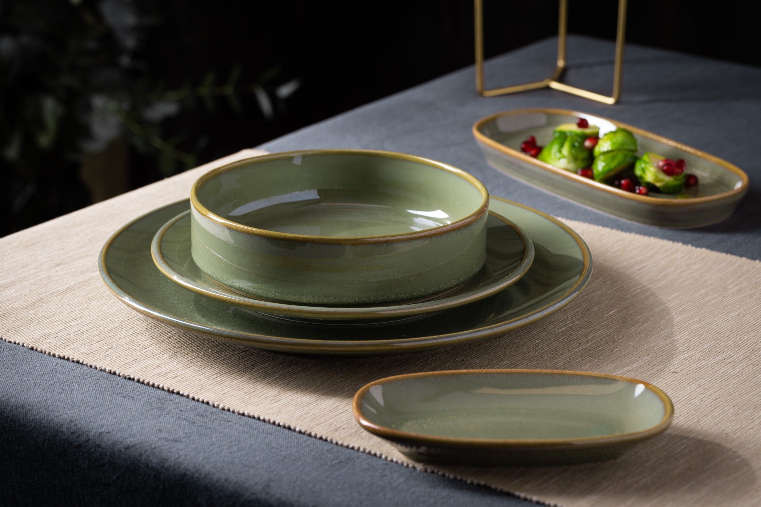 Bonna Gebaksbord - Sage Hygge - Porselein - 22 cm - set van 6