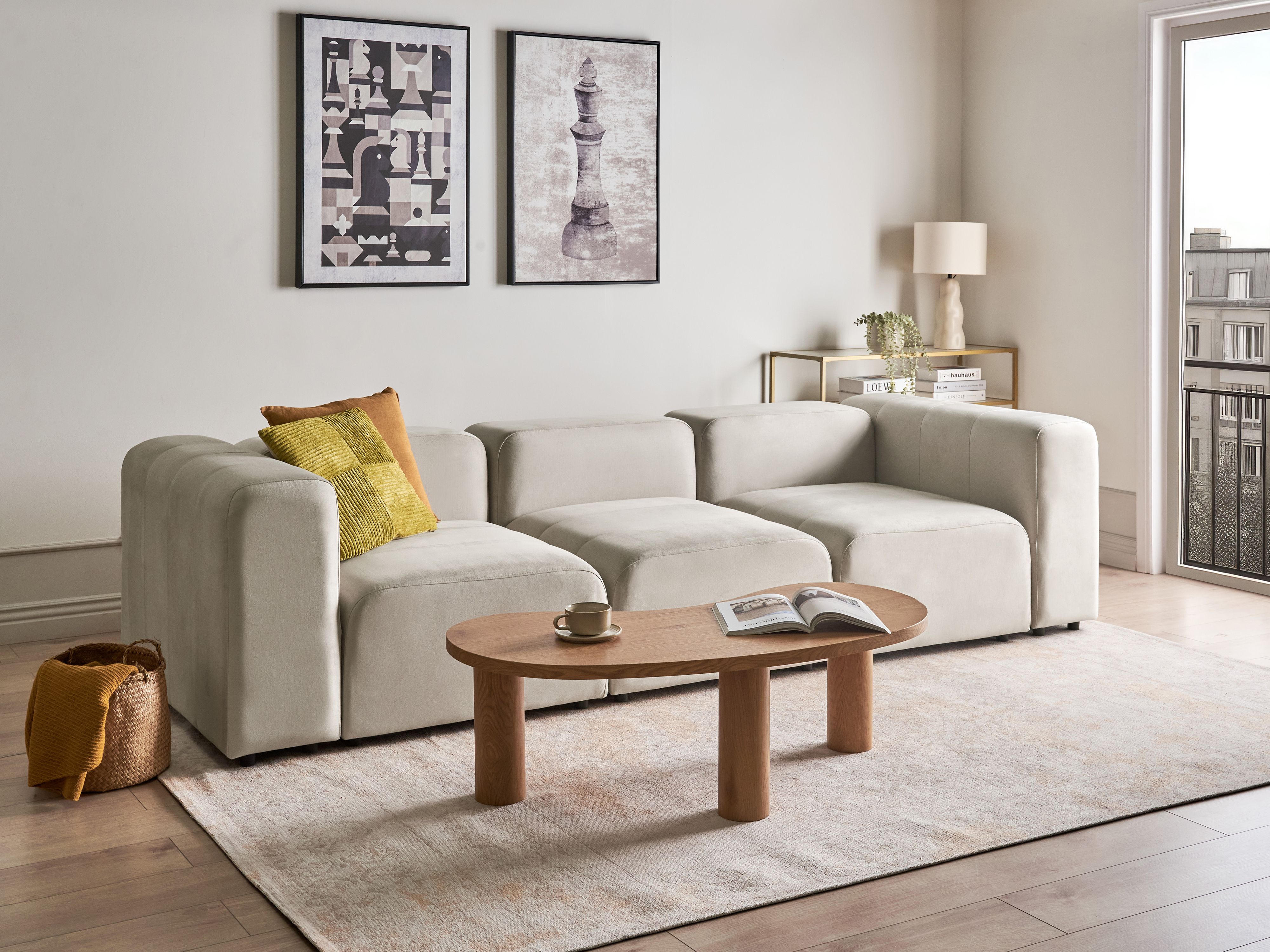 Modular Sofa 3 Seater FALSTERBO Velvet Beige