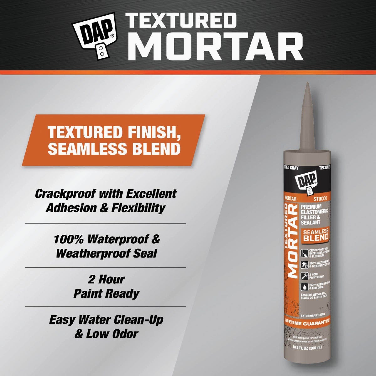 DAP Textured Mortar 10.1 Oz. Gray Premium Elastomeric Filler & Sealant