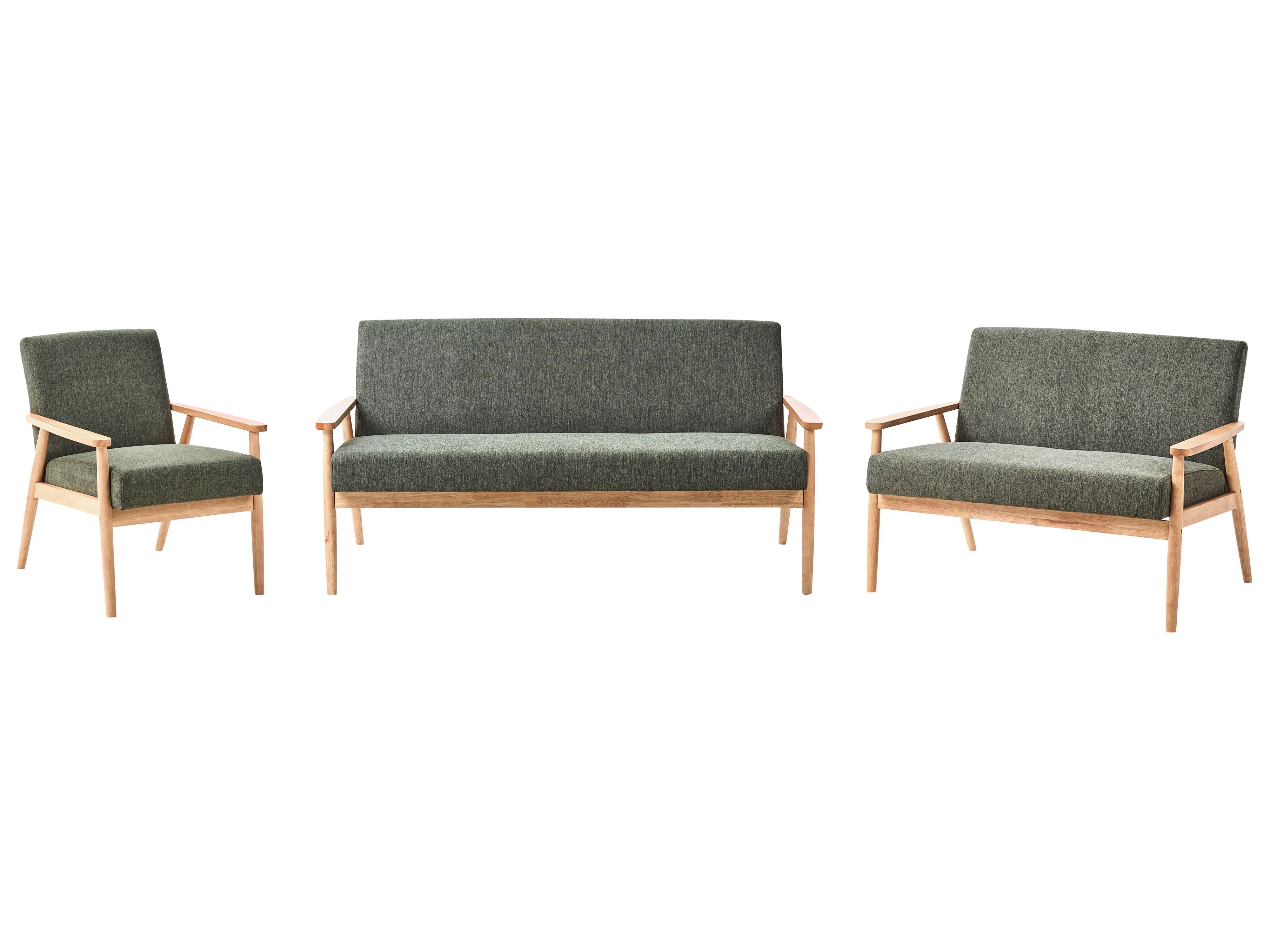 Living Room Set 6 Seater ESRUM Fabric Light Brown/ Green