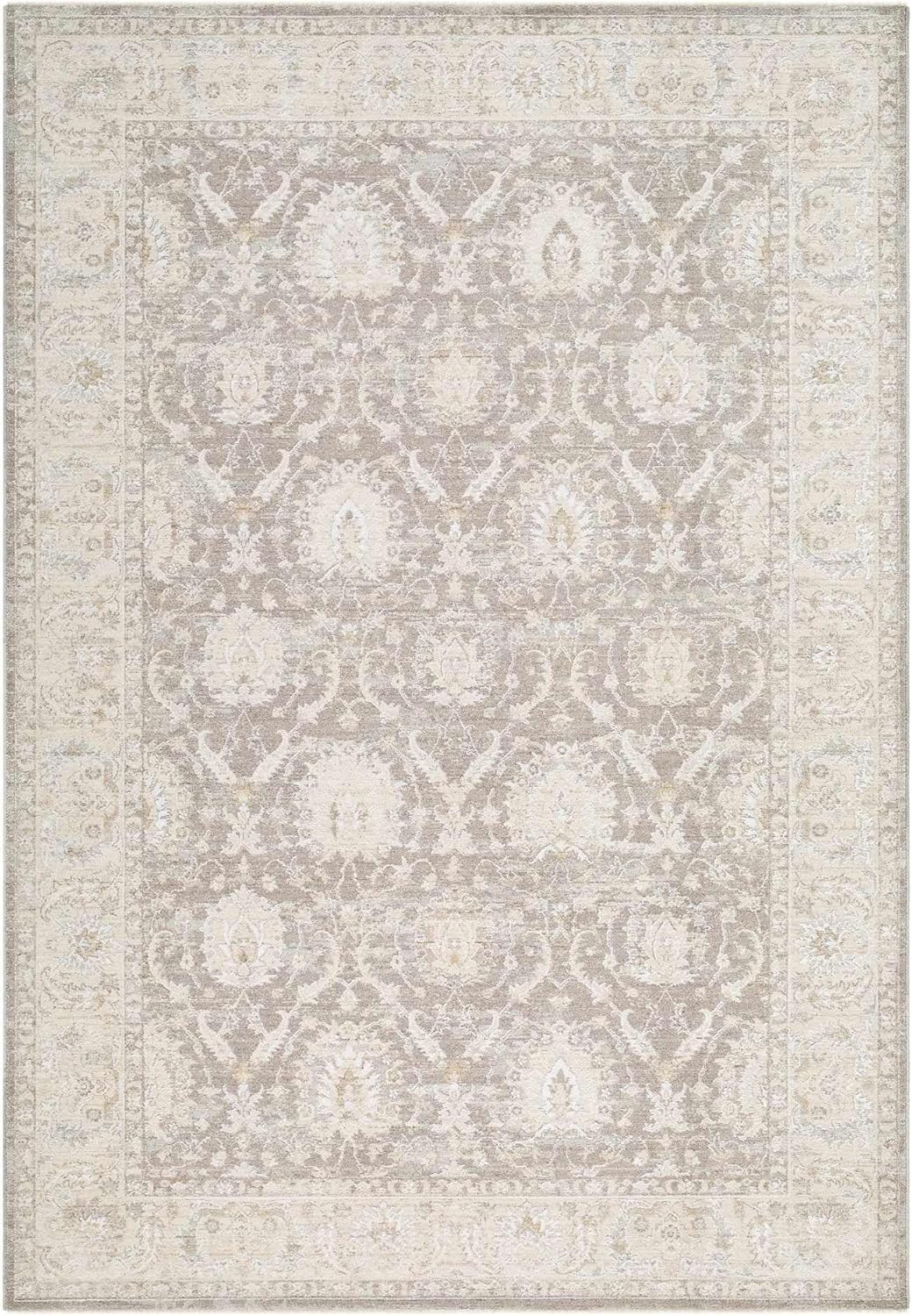 Hauteloom Bellington Living Room, Bedroom Area Rug - Neutral Traditional Bohemian Bordered - Gray, Cream, Beige, Brown - 7'10