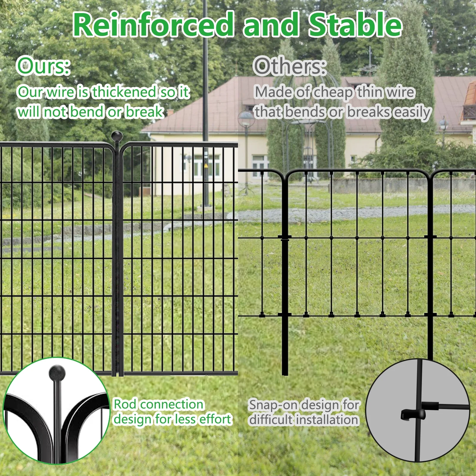 Txh001 Metal Garden Fence 28ft(L)��40in(H) Animal Barrier Metal Decorative Garden Fencing with Gate - Image 2