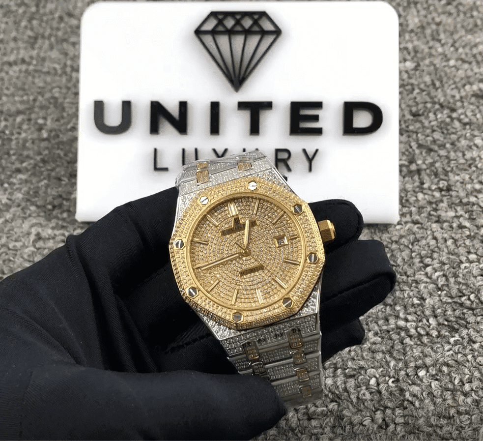 Audemars Piguet Royal Oak Iced Out Yellow Gold Replica - Elite Watch Atelier