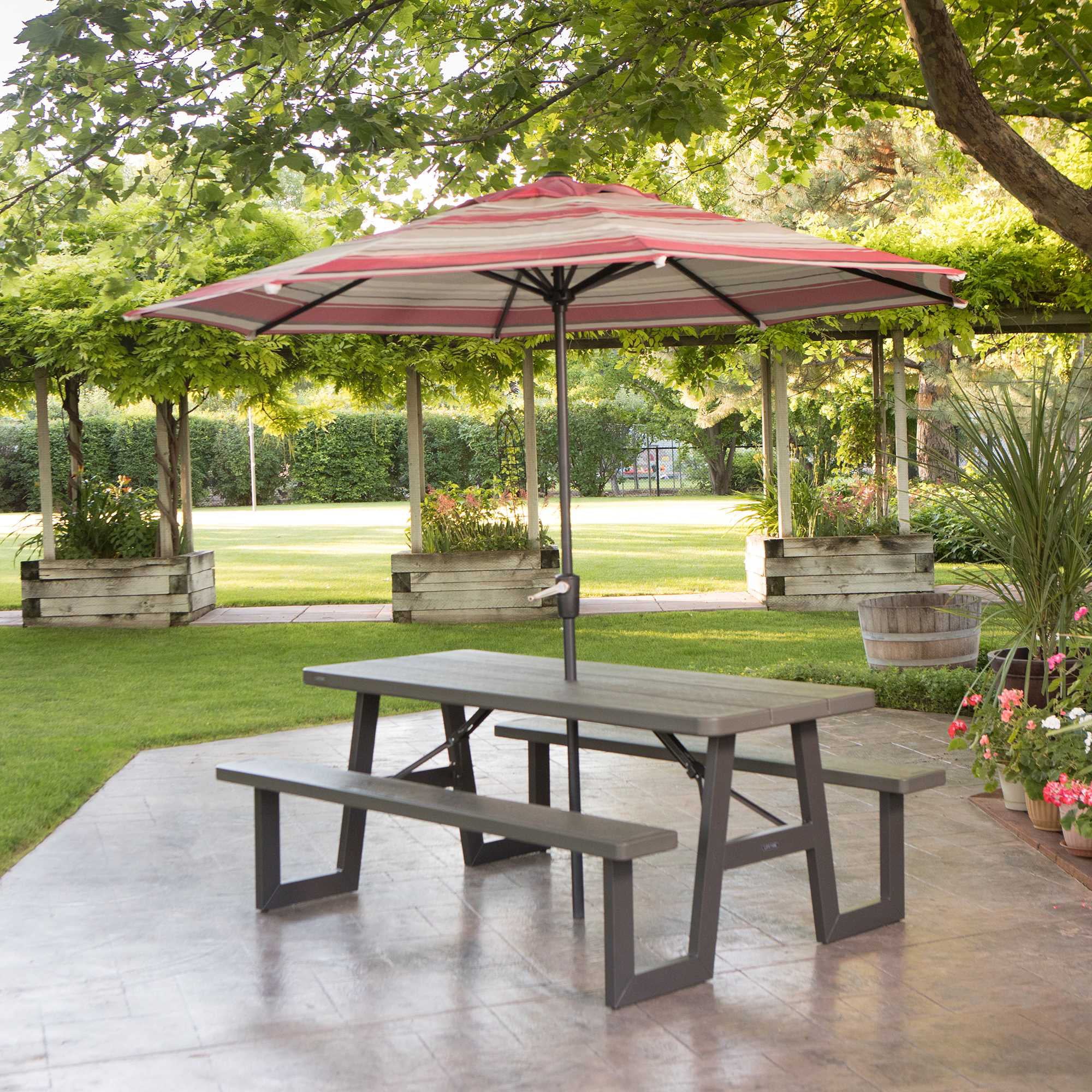 Lifetime 6-Foot W-Frame Folding Picnic Table, Brown - 60233 - Image 2 Lifetime 6-Foot W-Frame Folding Picnic Table, Brown - 60233 - Image 2
