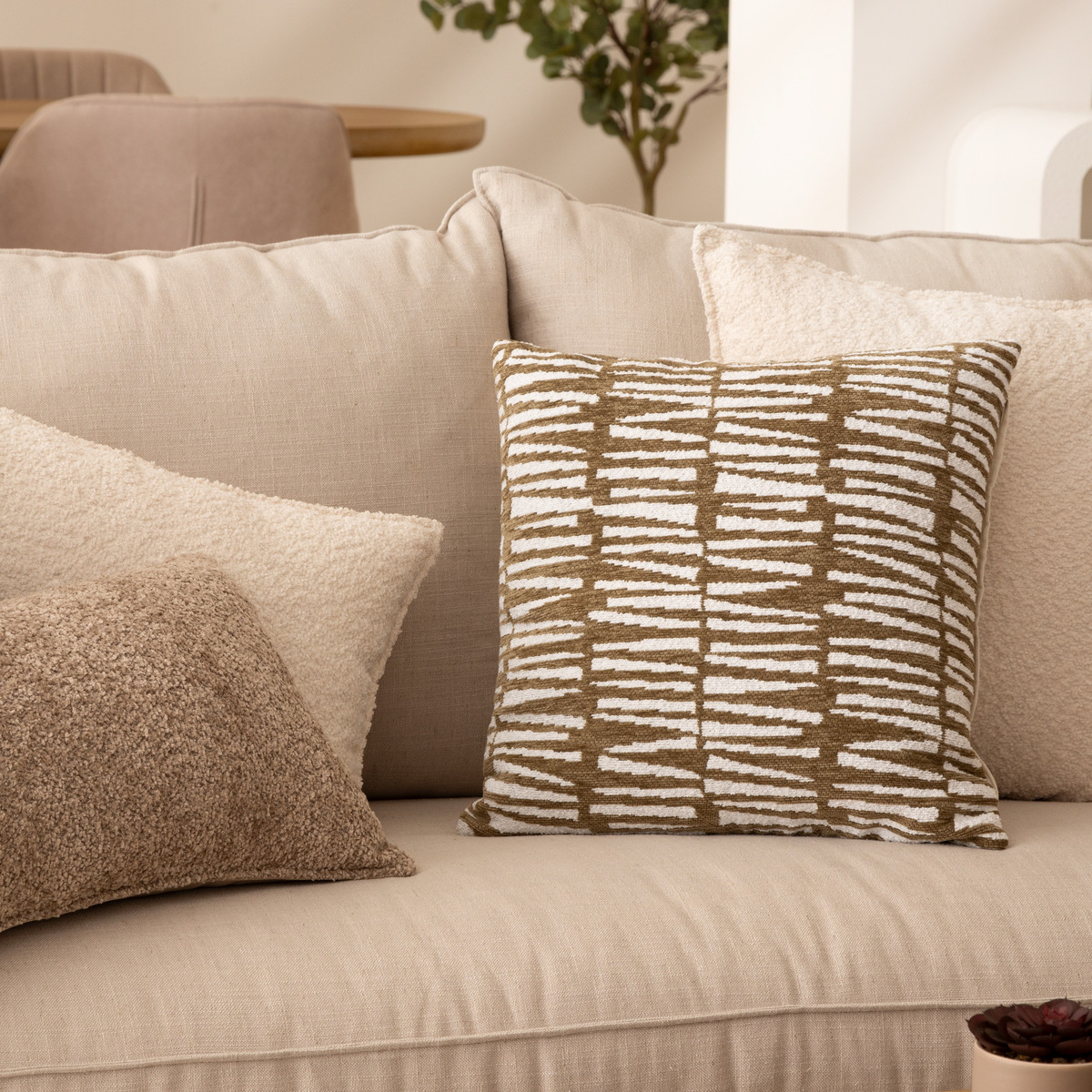 Cushion cover, chenille "Jeni" Khaki green, 40x40 cm