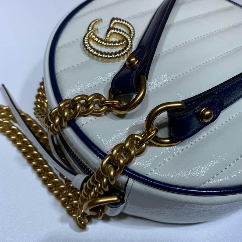 Replica Gucci Gg Marmont Mini Round Shoulder Bag 550154 White1:1High-quality replica