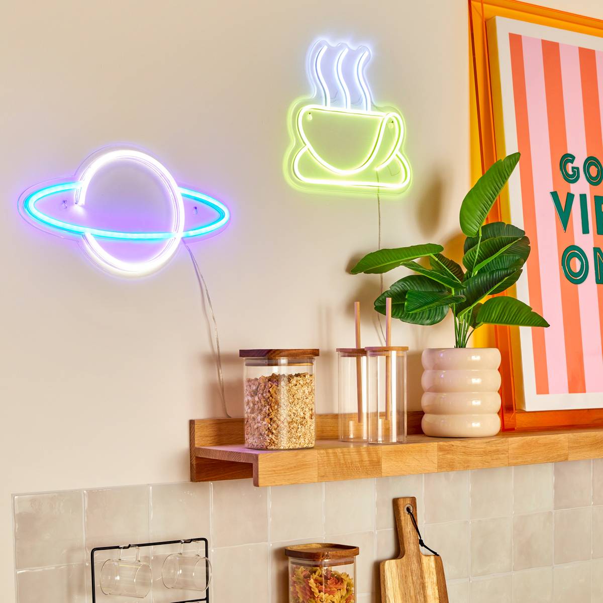 LED Neon "Cafe" Usb, Yellow, 27x1.5 cm