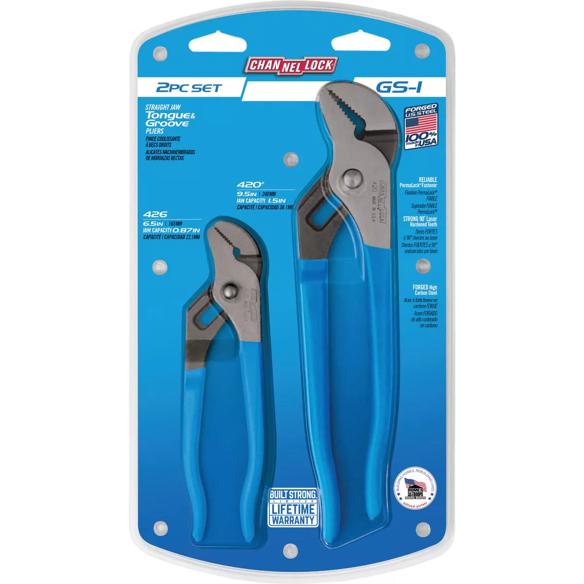 Channellock 6-1/2 In. and 9-1/2 In. Groove Joint Plier Set (2-Piece)