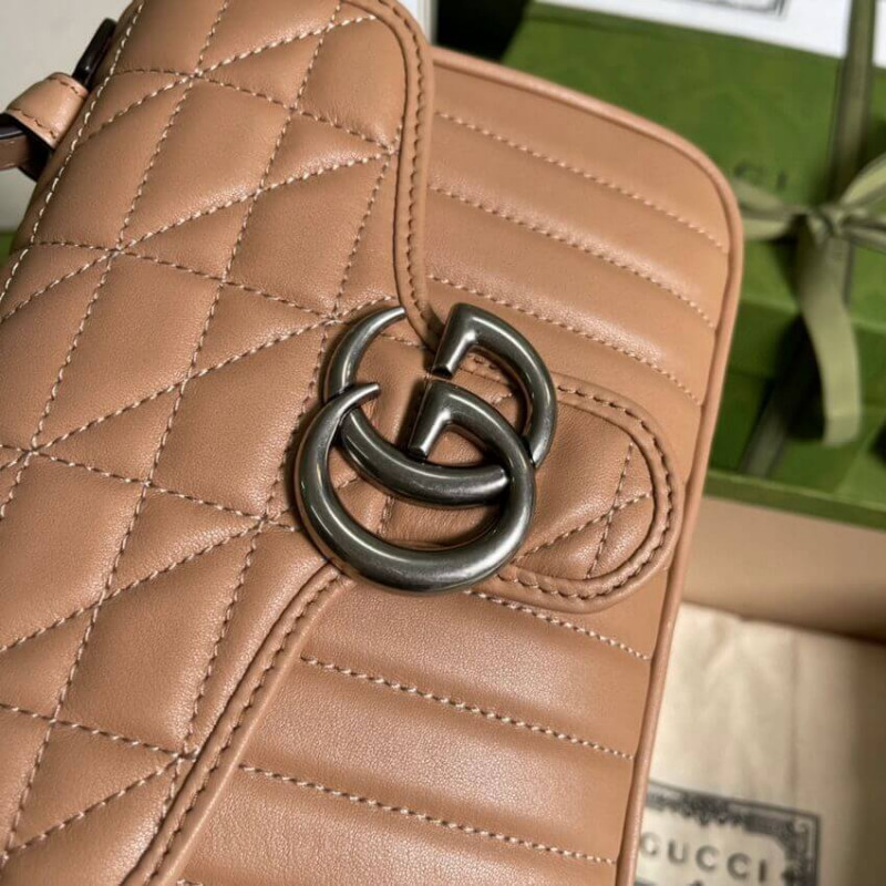 Replica Gucci Gg Marmont Rose Beige Matelasse Leather Mini Top Handle Bag 5835711:1High-quality replica