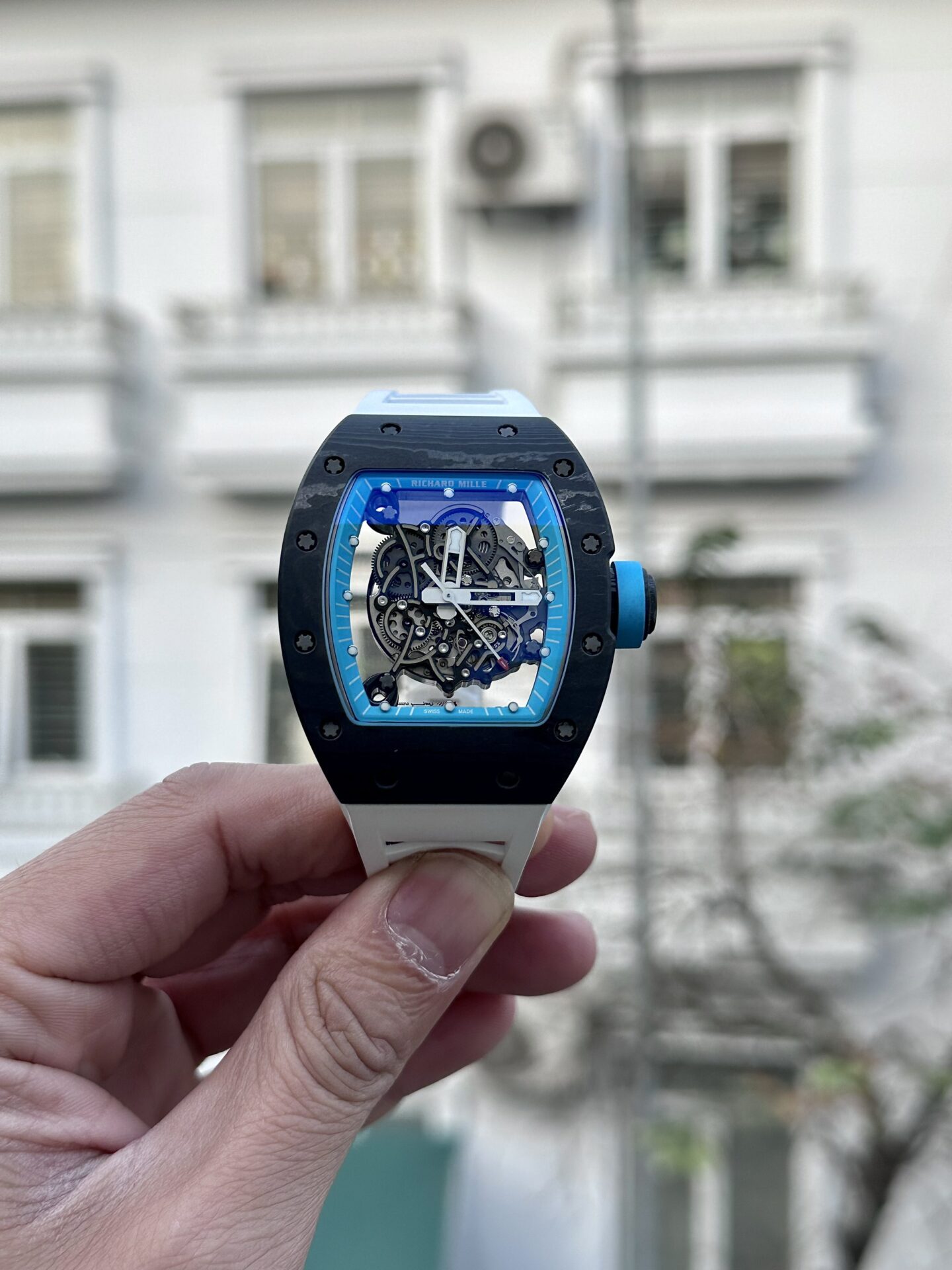 Richard Mille RM055 Replica Watch Full Carbon White Rubber Strap BBR 45mm - Top club