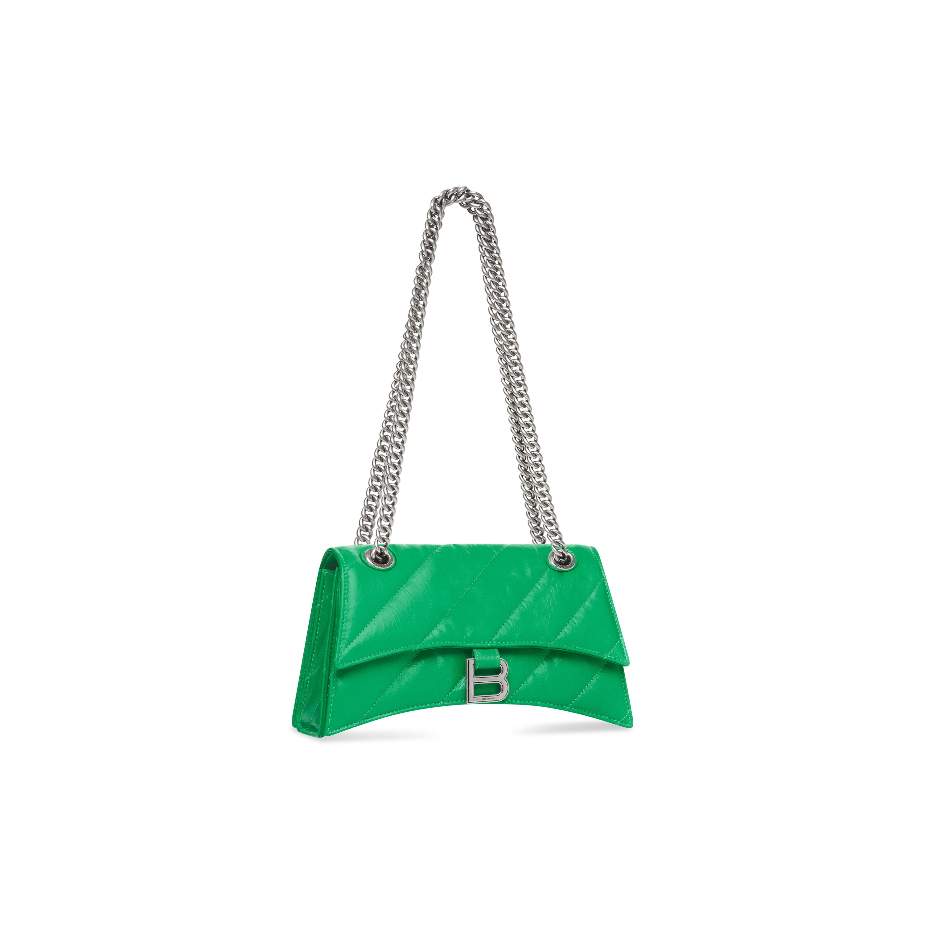WOMEN'S CRUSH SMALL CHAIN BAG QUILTED IN BRIGHT GREEN - Replicaclubs