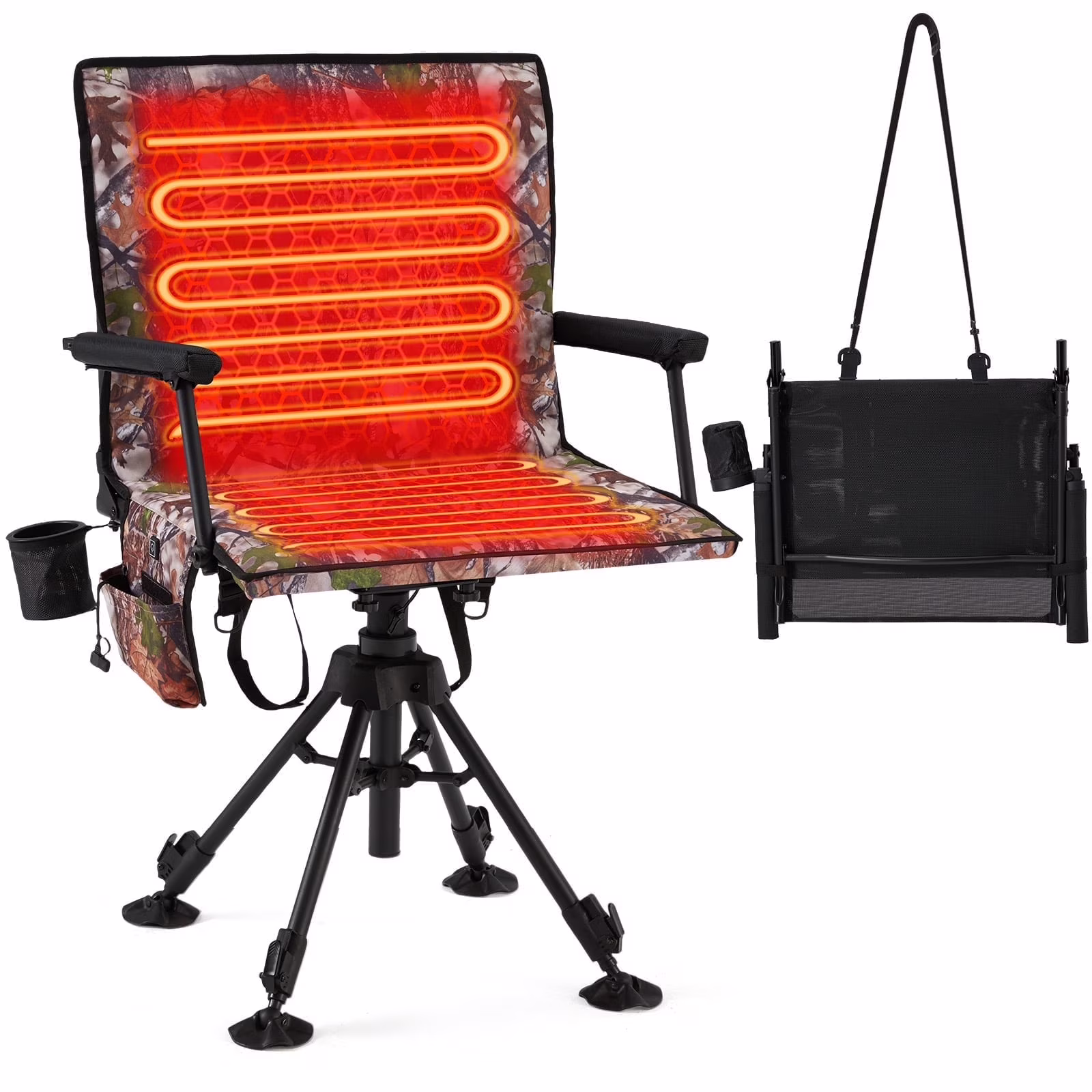 Danrelax 360�� Silent Camo Hunting Blind Chair, Armrests, Side Pouch, Telescopic Legs - Image 16