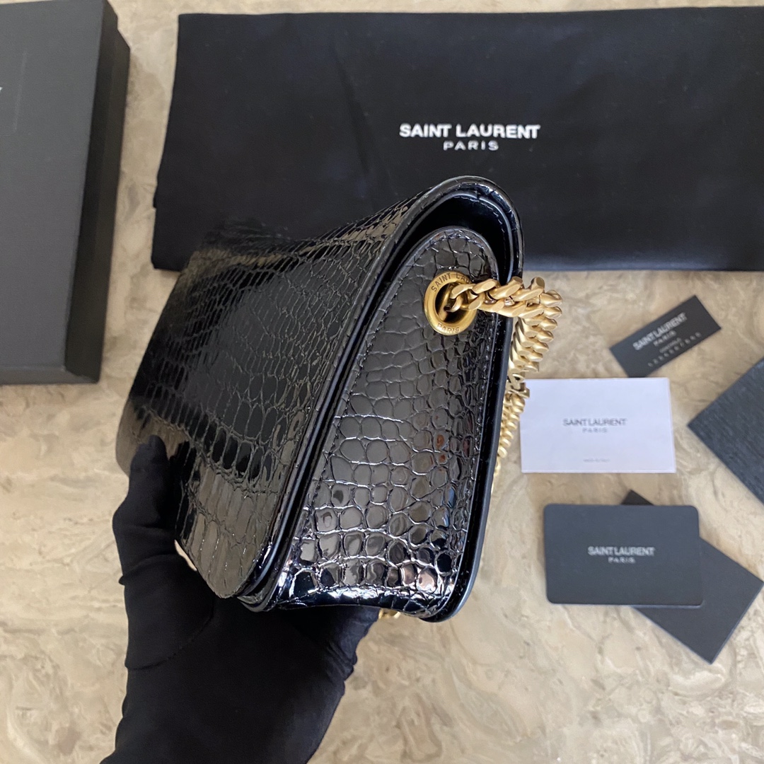ELISE SHOULDER BAG IN ALLIGATOR-EMBOSSED PATENT LEATHER1:1High-quality replica