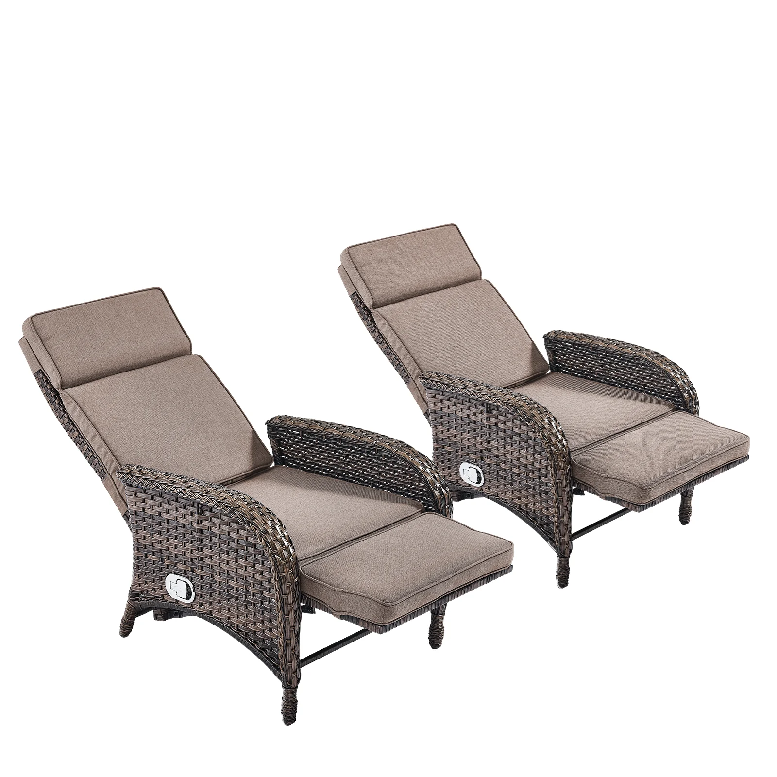 OPOHORO Outdoor Recliner Chair, Adjustable Reclining Patio Chair with Cushion, Wicker Outdoor Chaise Lounge with Adjustable Backrest and Footrest, Ideal for Pool Deck, Beige - Image 21