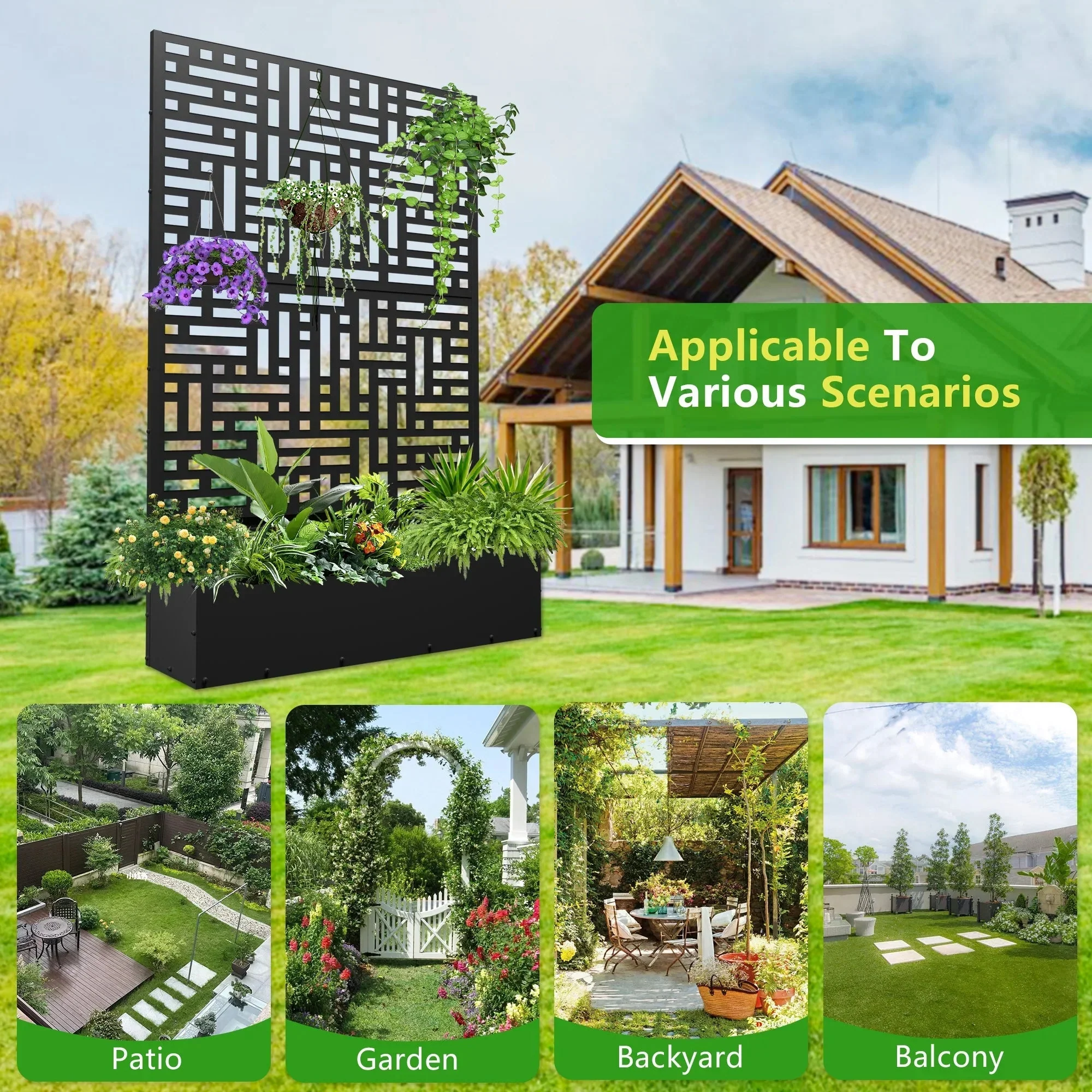 FOOWIN 71 in H Metal Trellis Planter Raised Garden Bed With Drainage Hole, Black - Image 4 FOOWIN 71 in H Metal Trellis Planter Raised Garden Bed With Drainage Hole, Black - Image 4