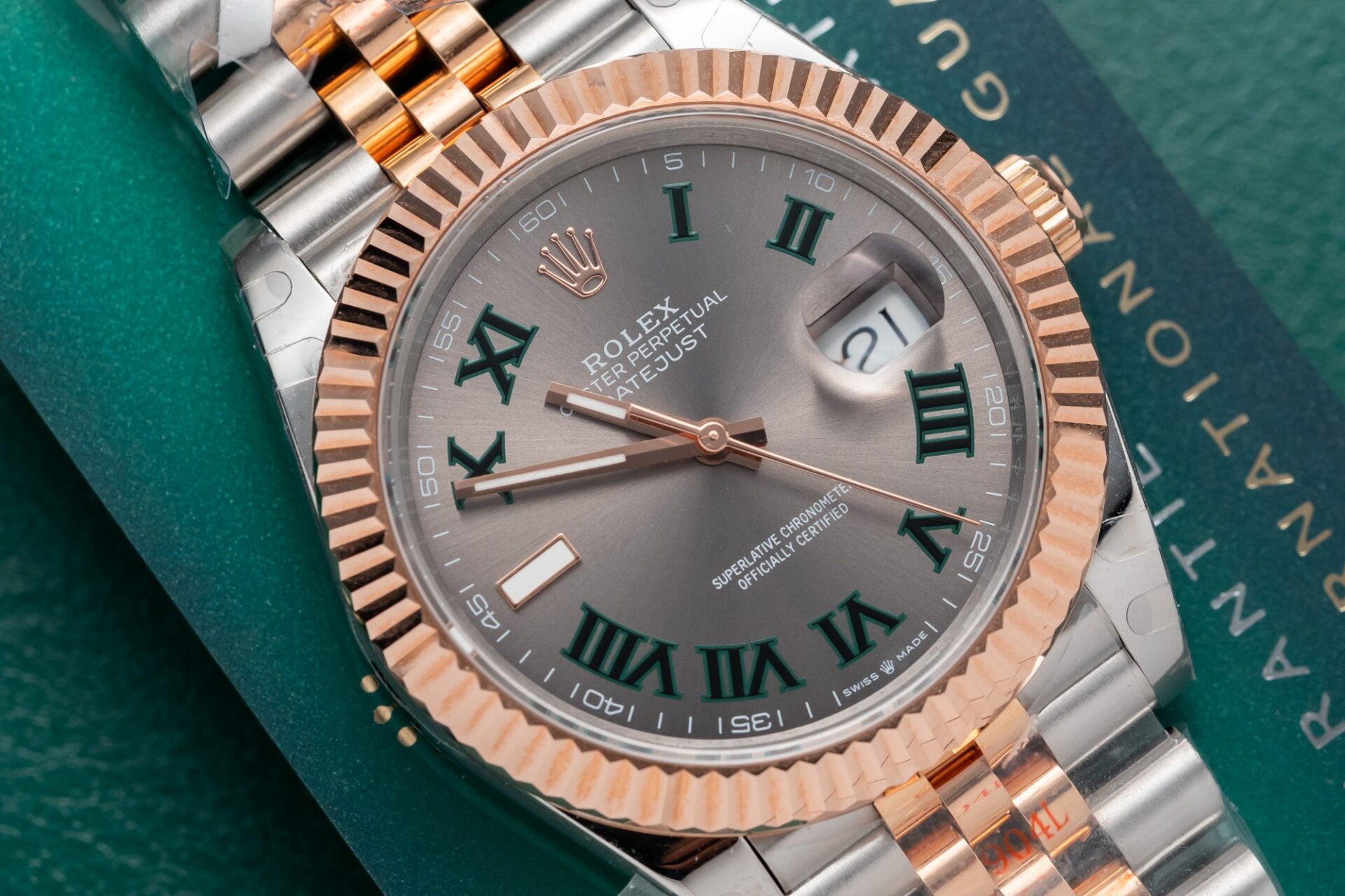Rolex Best Replica Watch DateJust Rose Gold Wrapped Wimbledon Dial GM Factory 41mm - Elite Watch Atelier