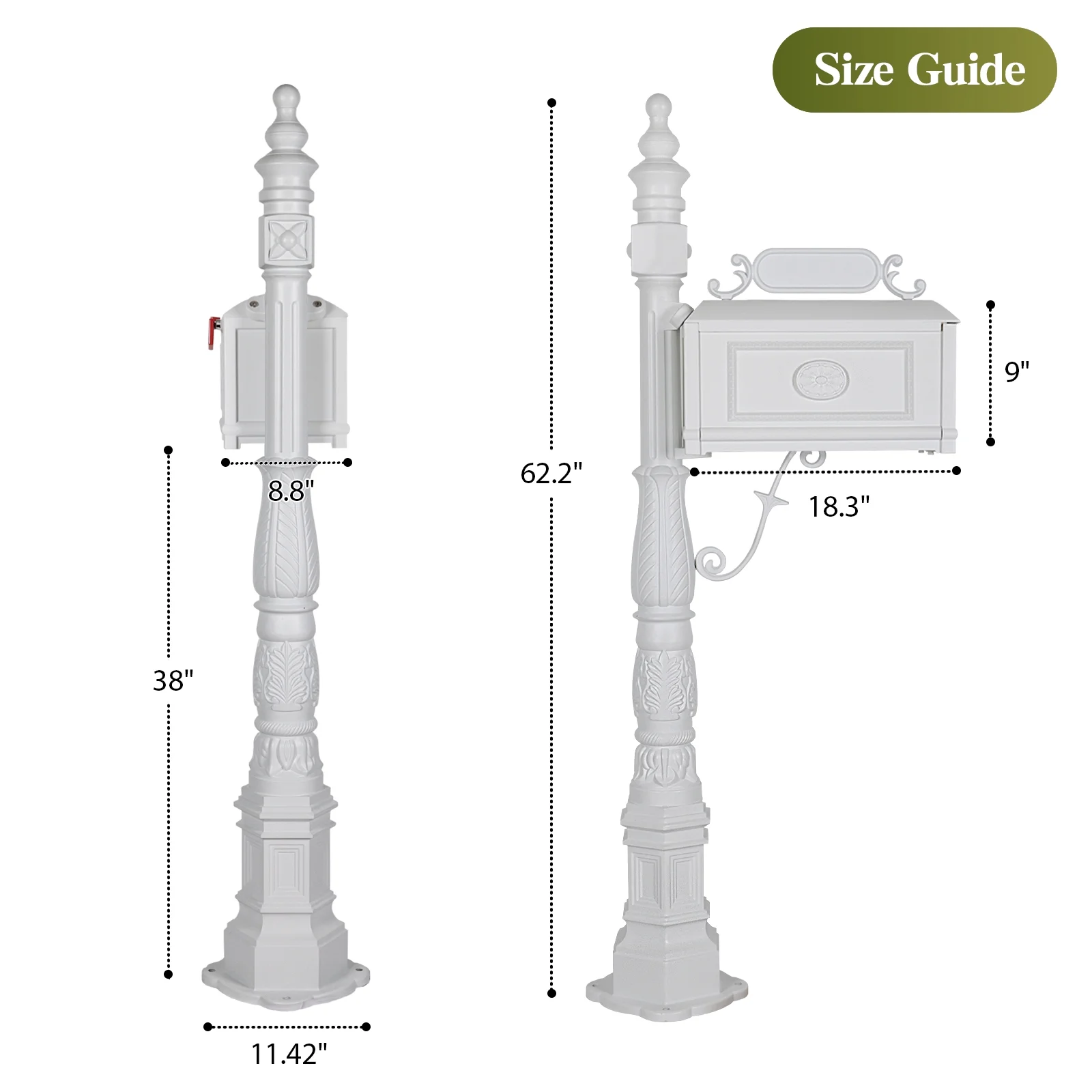Betisef Large Cast Aluminum Mailbox Barcelona Decorative Post Mail Box Combination Stratford Heavy Duty - Image 16