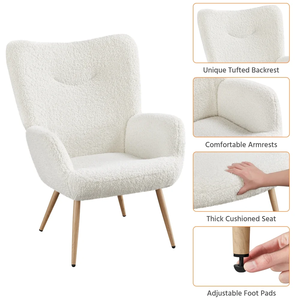 Alden Design Mid-Century Modern Faux Leather Wingback Accent Chair, Brown - Image 21