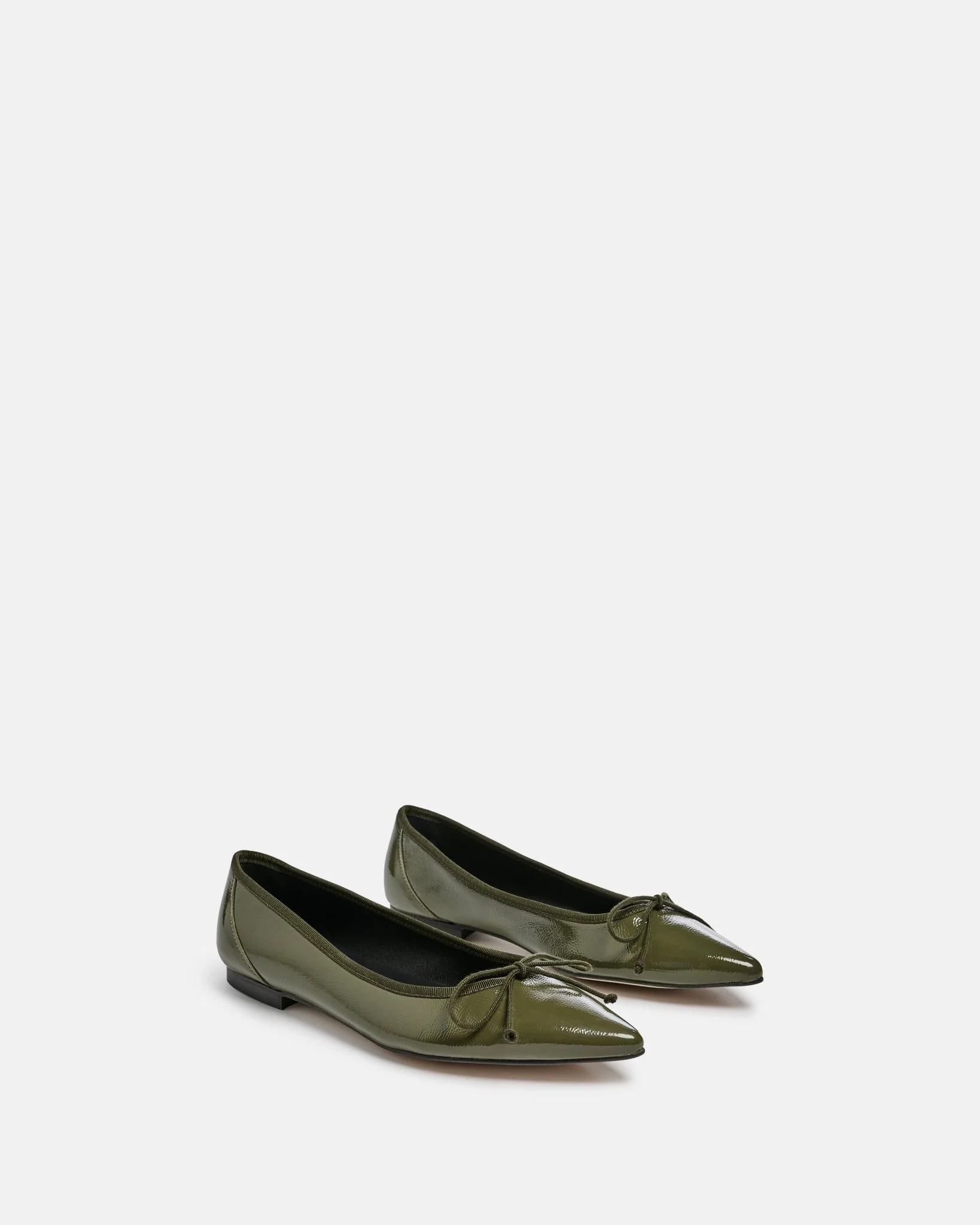BALLERINES SOLENE/CRK - En cuir craquelé kaki