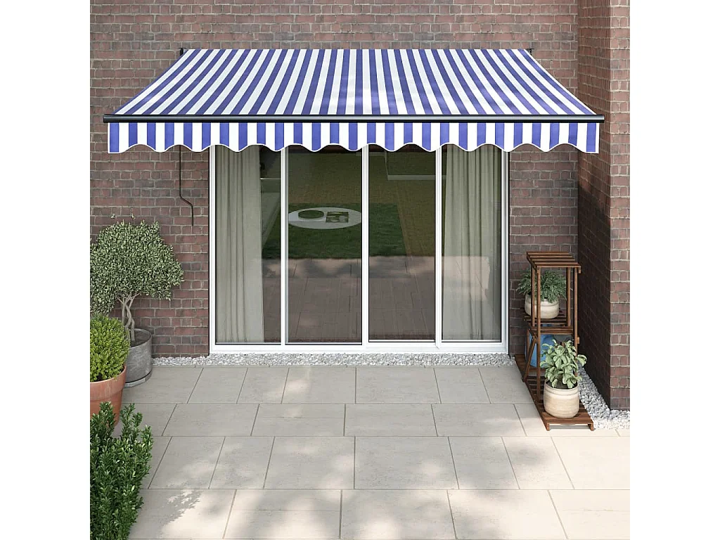 Auvent rétractable automatique bleu et blanc 3,5x2,5 m WVGQ4585