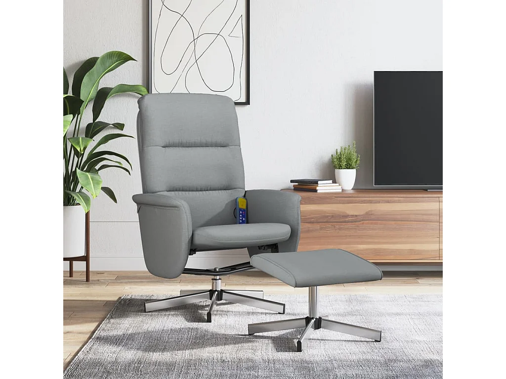 Fauteuil inclinable-Fauteuil salon de massage et repose-pied gris clair tissu SHL5304