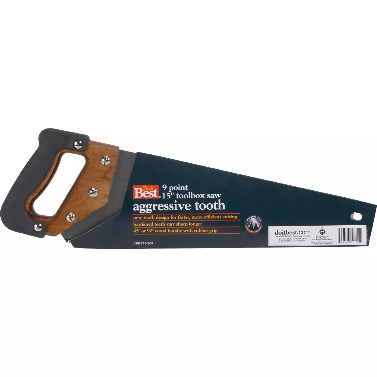 Do it Best 15 In. L. Blade 9 PPI Wood, Rubberized Grip Handle Hand Saw