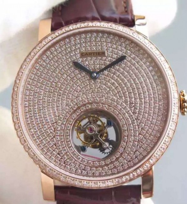 Replica Cartier Rotonde De Cartier Tourbillon RG Full Diamonds - Top club