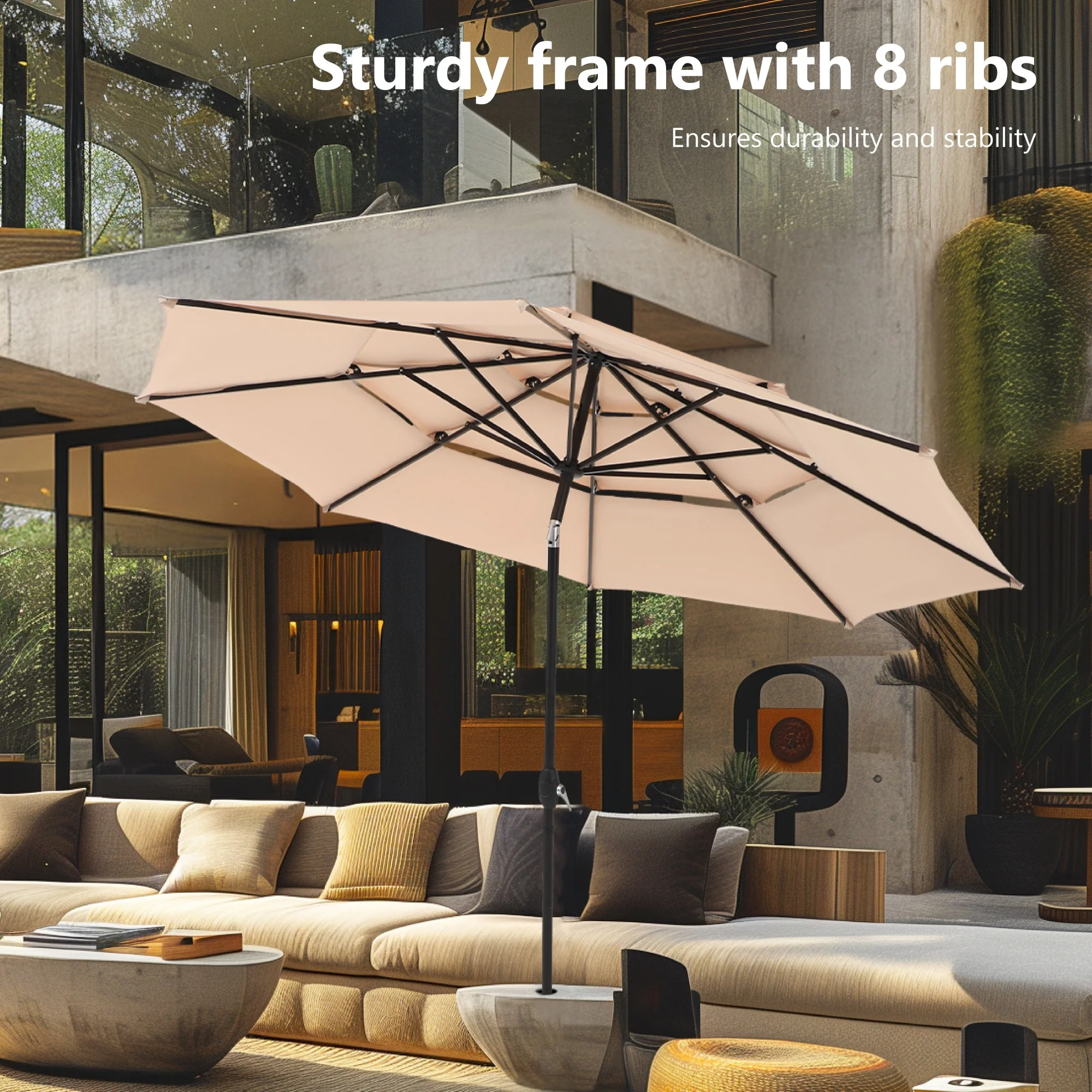 MAISON ARTS Outdoor 6-piece Patio Dining Set, 1 Square Metal table, 4 Adjustable Folding Chairs and 10ft Umbrella Red - Image 14