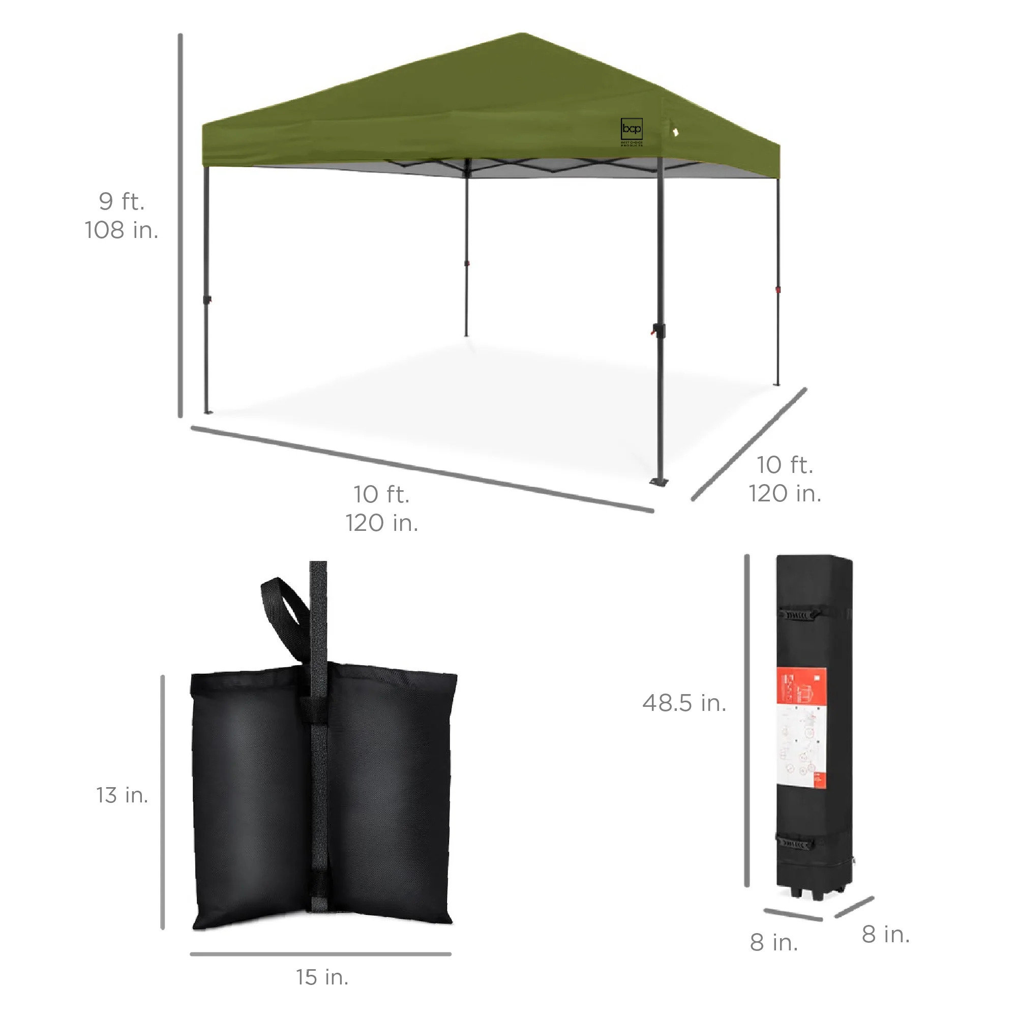 Best Choice Products 10x10ft Easy Setup Pop Up Canopy w/ 1-Button Setup, Wheeled Case, 4 Weight Bags - White - Image 55