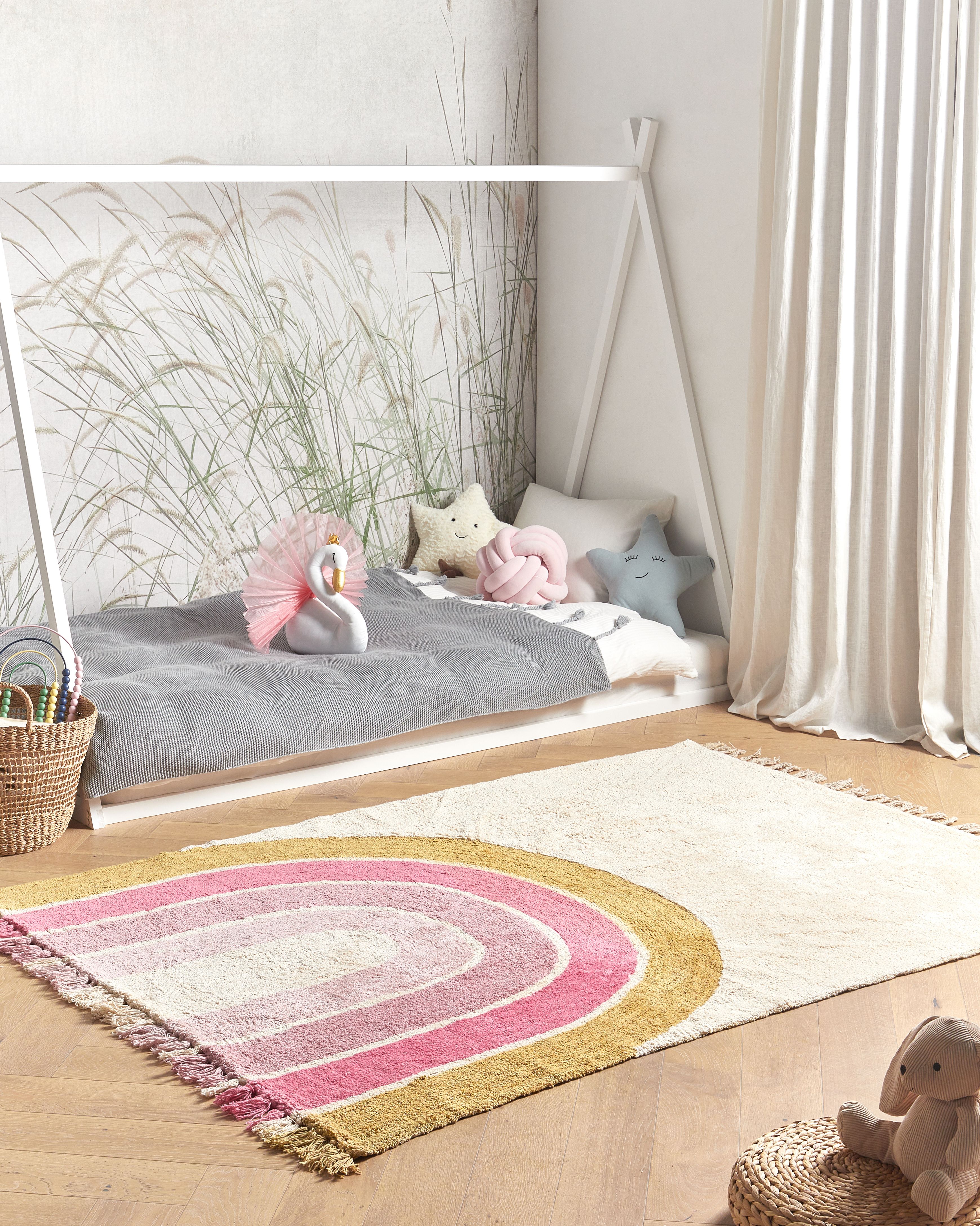 Kids Rug TATARLI Pink 140 x 200 cm Cotton