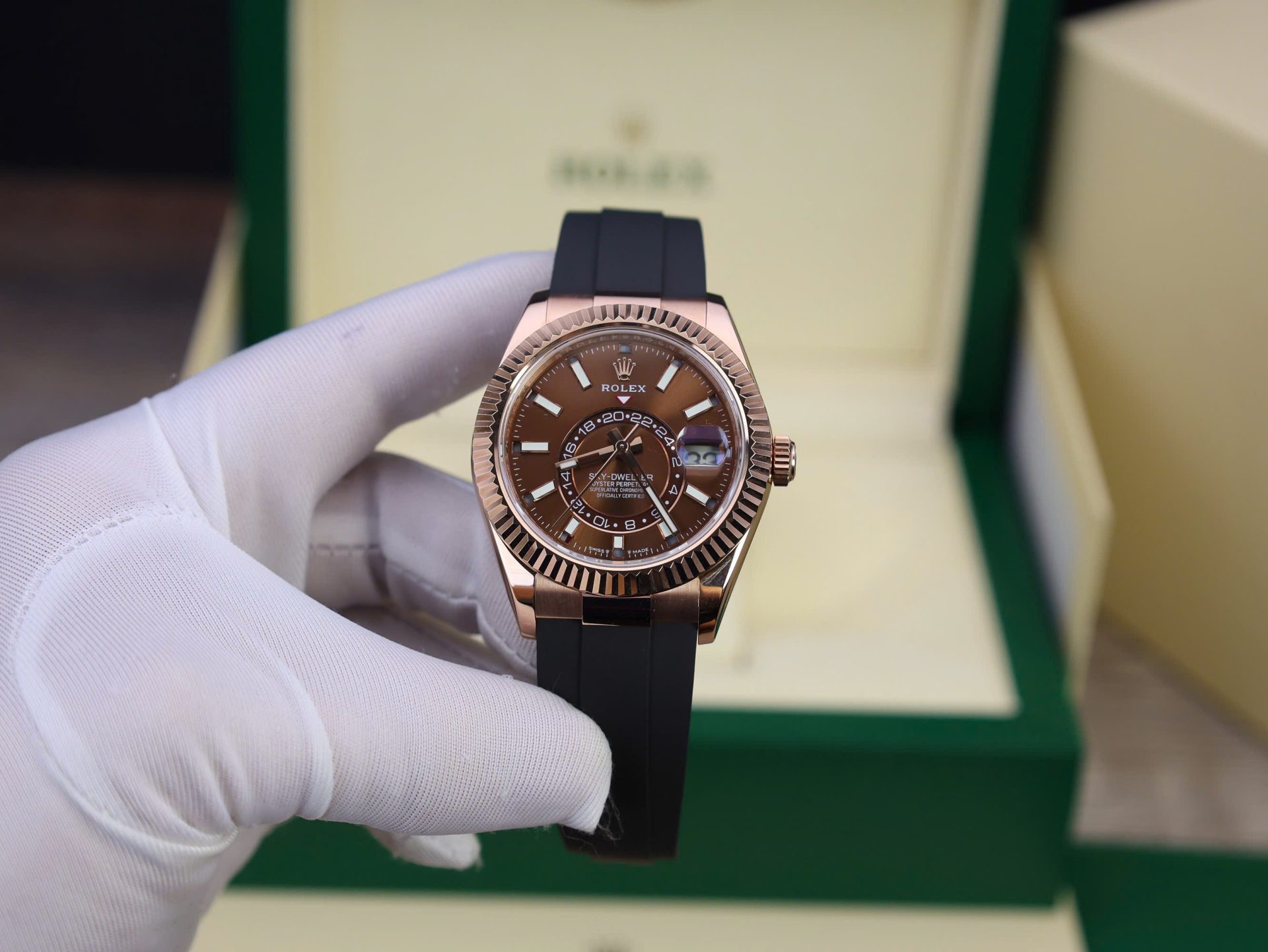 Rolex Sky-Dweller M336235 Custom Gold Wrapped Chocolate Dial 42mm - Elite Watch Atelier