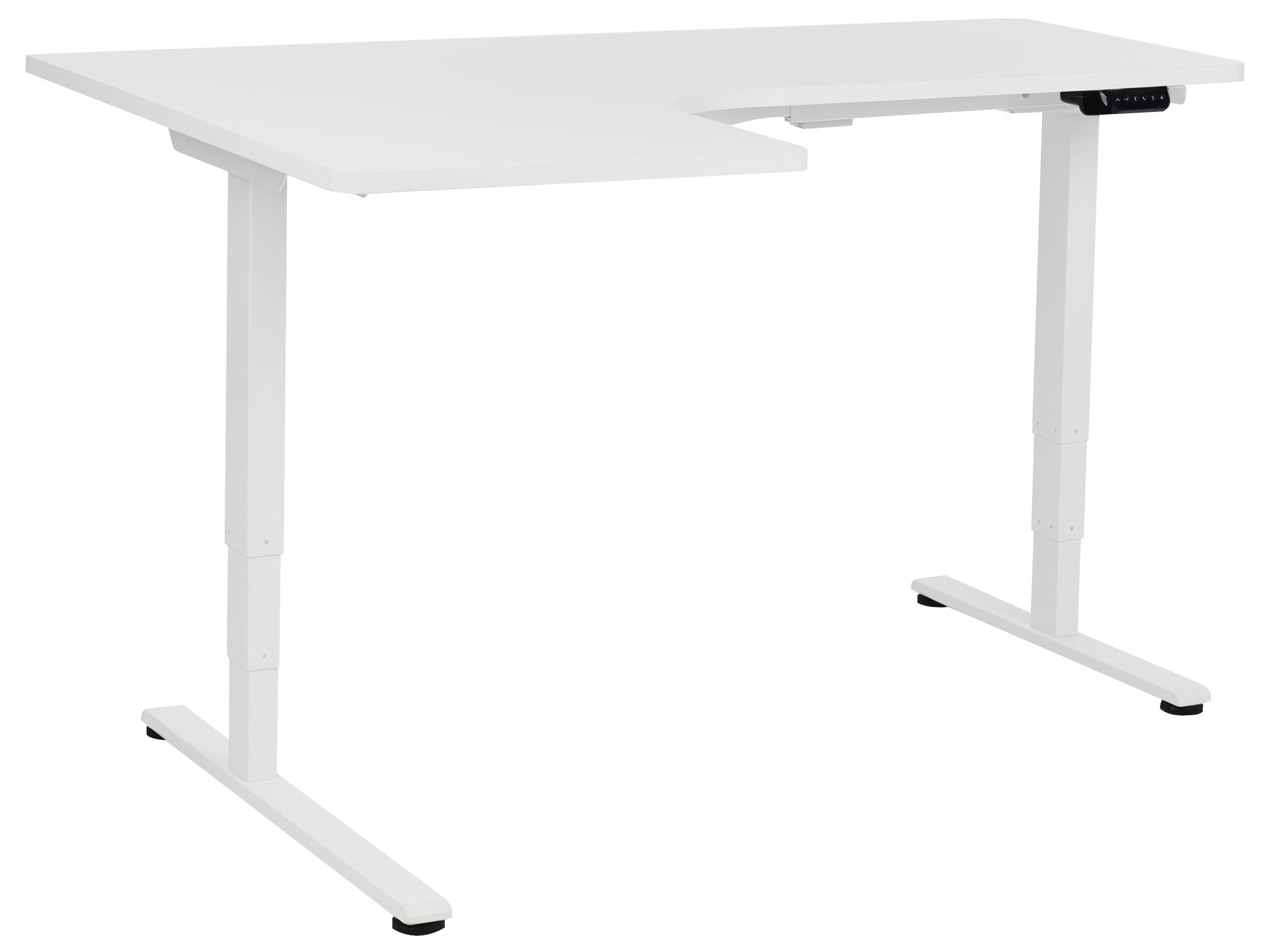 Electric Adjustable Corner Desk DESTINES White 160 cm 109 cm Left Hand