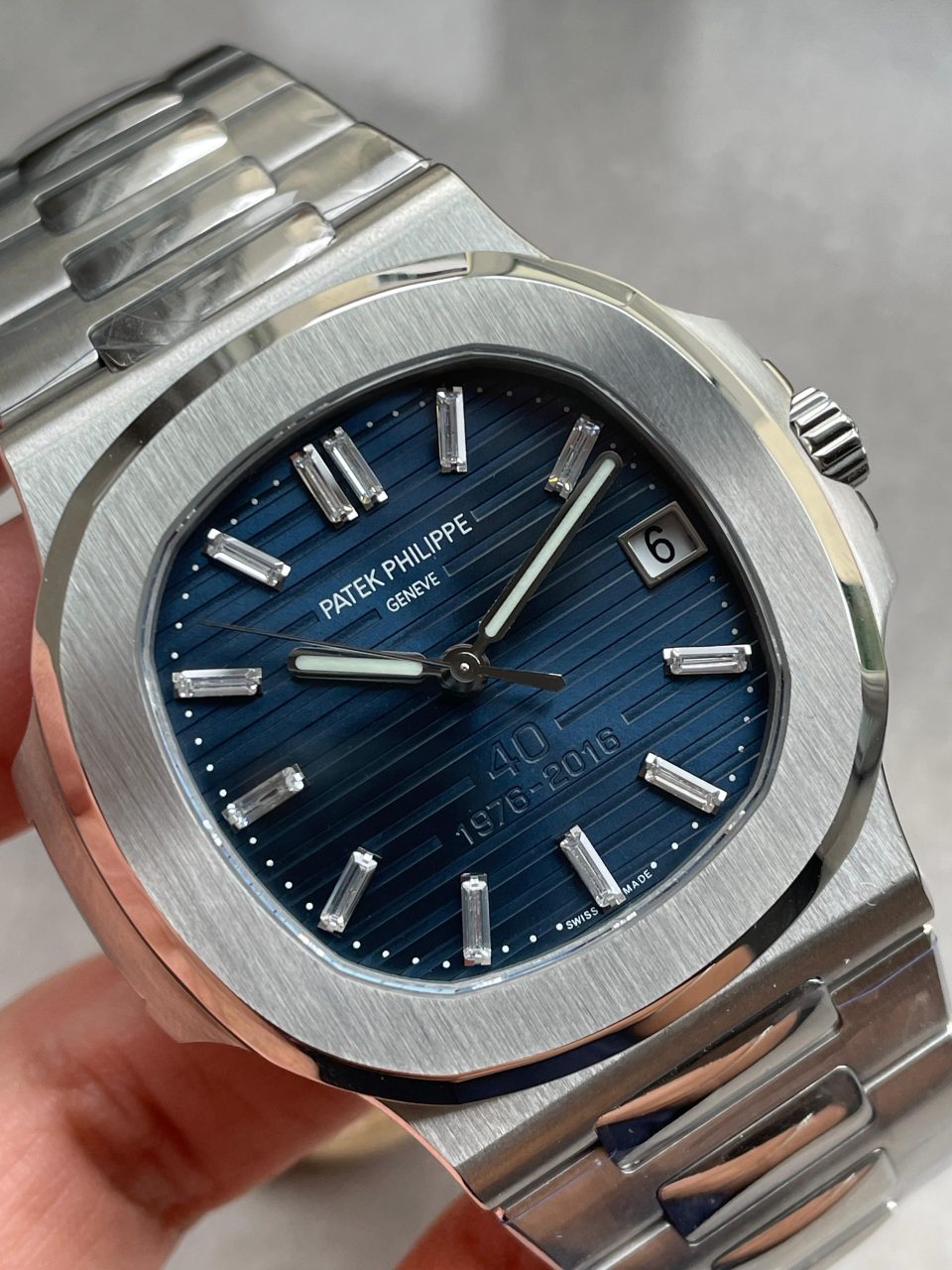 Replica PATEK PHILIPPE Nautilus 5711 40th Anniversary SS PPF 1:1 Best Edition Blue Dial on SS Bracelet A330 - Elite Watch Atelier