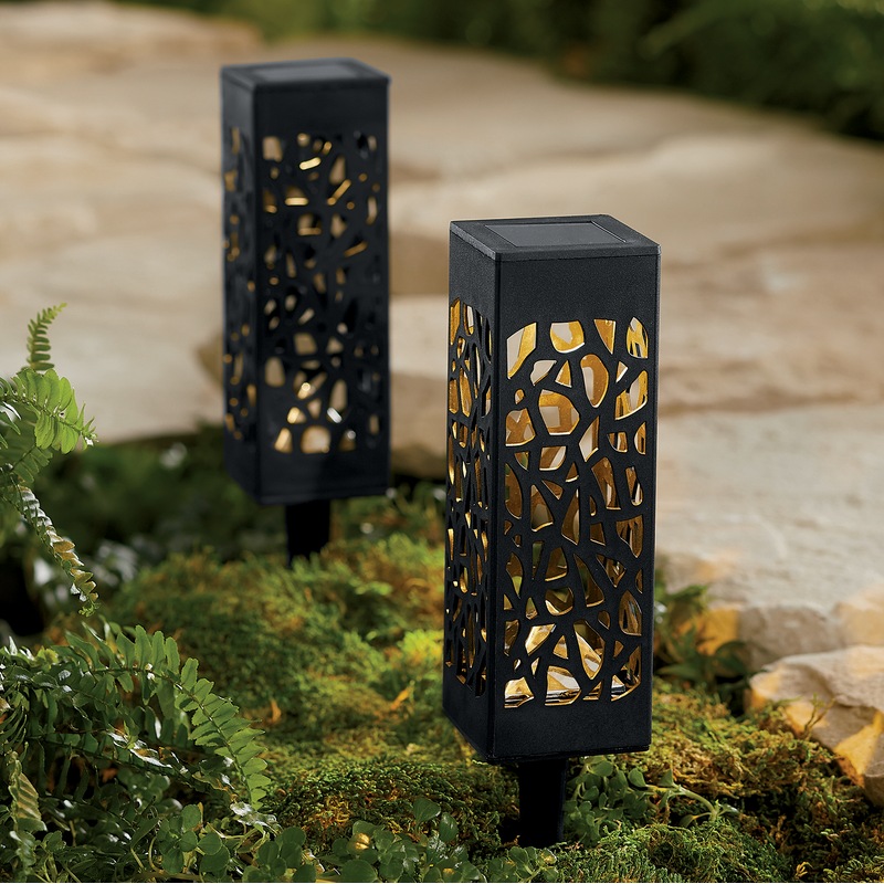 Set of 2 Solar Column Garden Lights - MIDNIGHT VELVET CATALOG