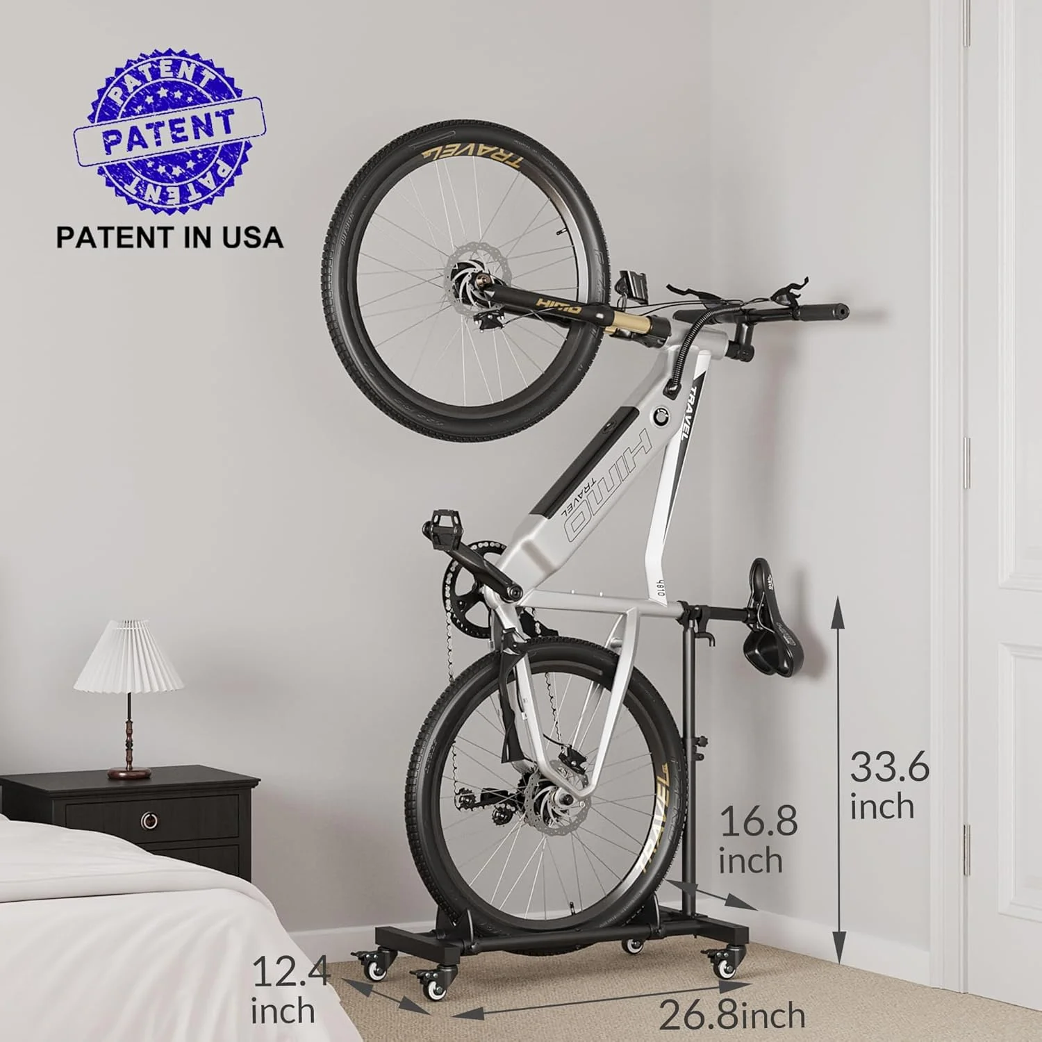 Vertical Bike Stands (2 Pack)��Standing Bike Rack for Garage Floor��Upright Bicycle Floor Stand Indoor Bike Holder with Adjustable Height for Garage & Apartment - for Wheels Sizes up to 29�� - Image 12