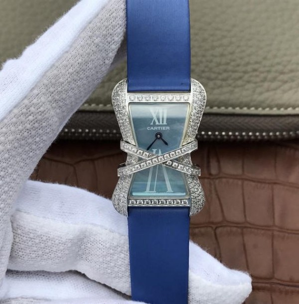 Replica Cartier High Jewelry Watches WJ306014 Blue Dial Blue Fabric Strap - Top club
