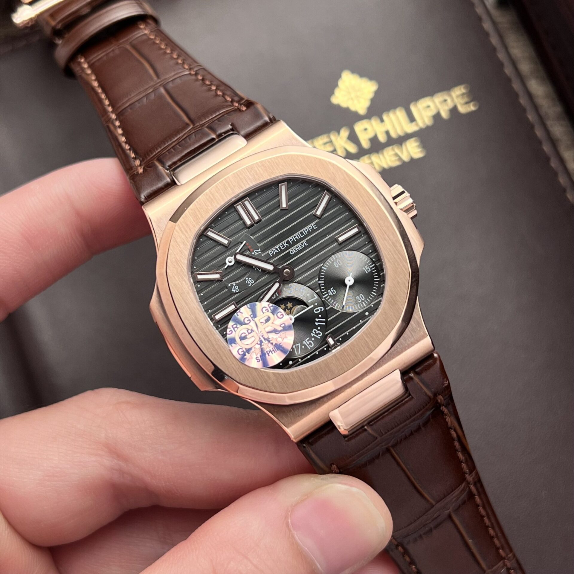 Patek Philippe Replica Watch Nautilus 5712R Brown Leather Strap GR Factory 40mm - Elite Watch Atelier