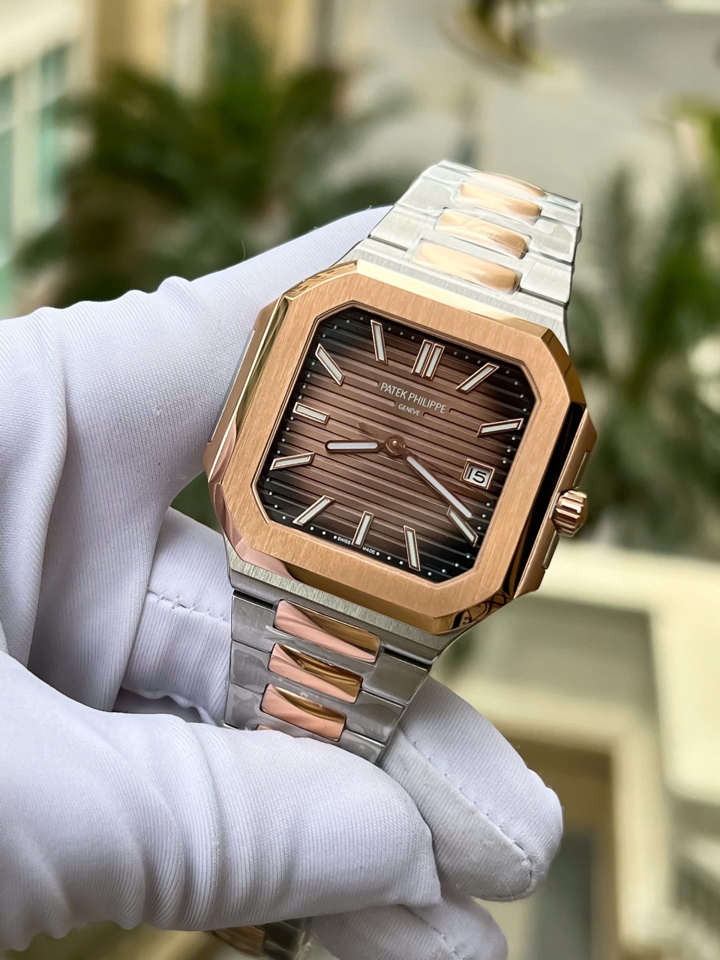 Patek Philippe Cubitus 5821 Demi Rose Gold Replica 11 Watch Dial Square Chocolate 45mm - Top club