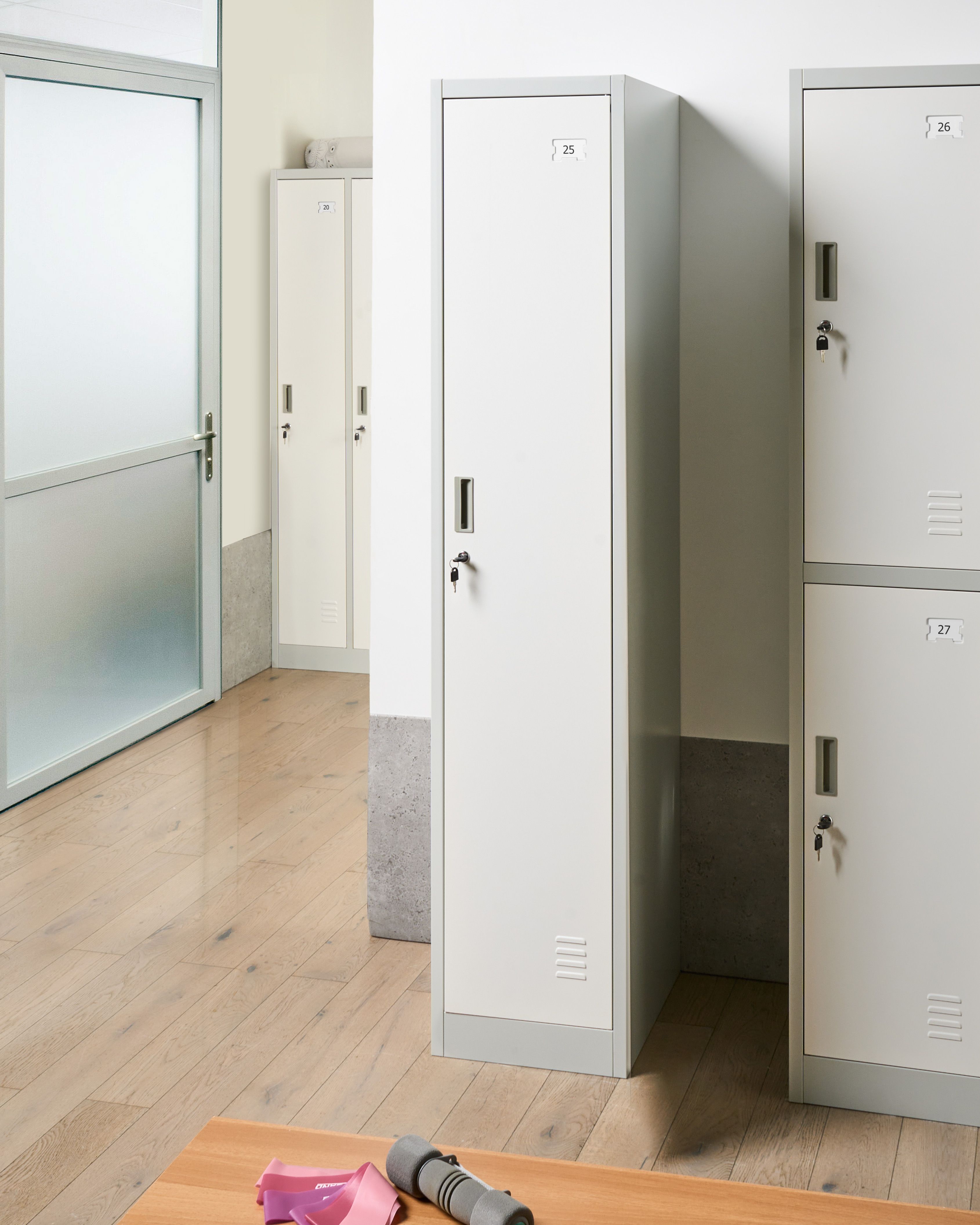 Single Door Storage Locker ATHLETE Metal Grey/ White