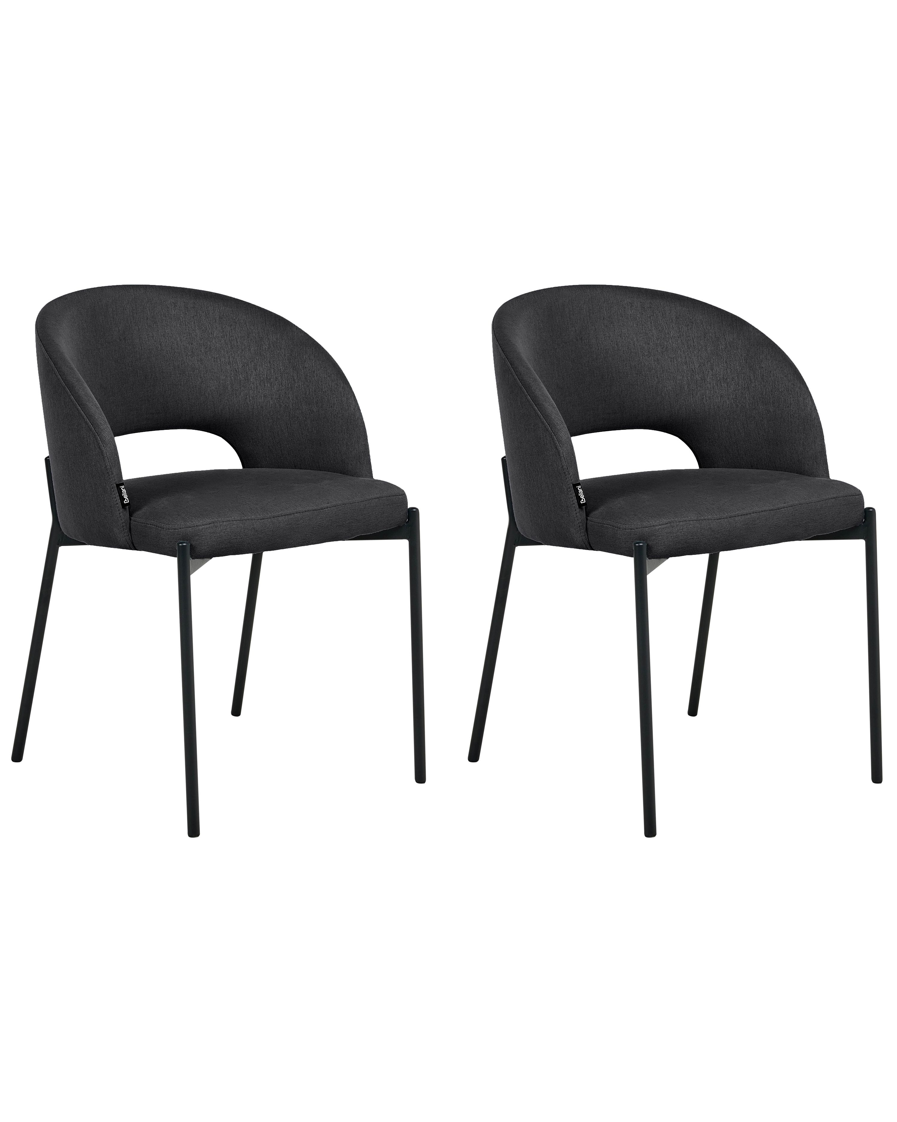 Set of 2 Dining Chairs PENNY Fabric Black