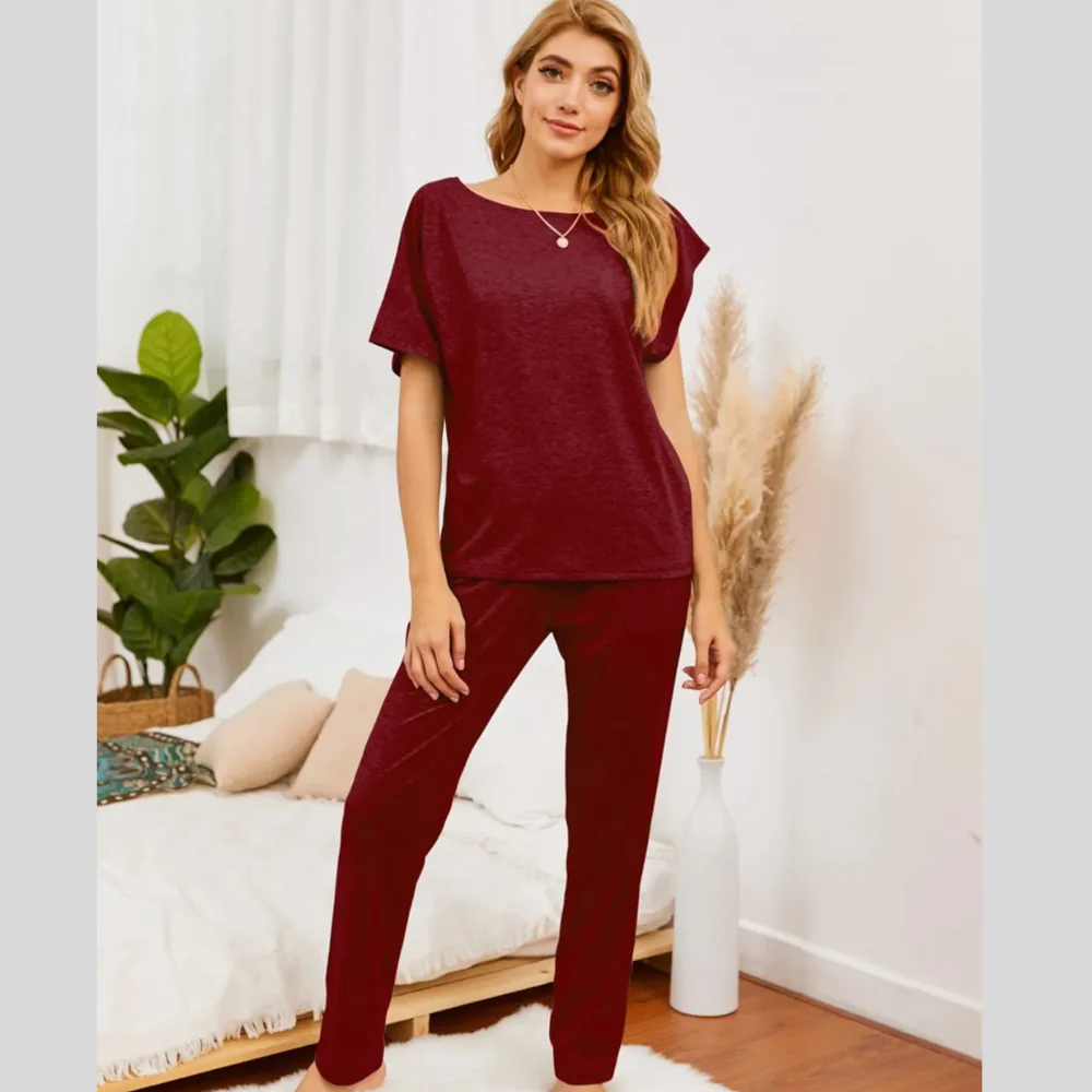 Boat Neck Top and Pants Lounge Set - ZKZOOK