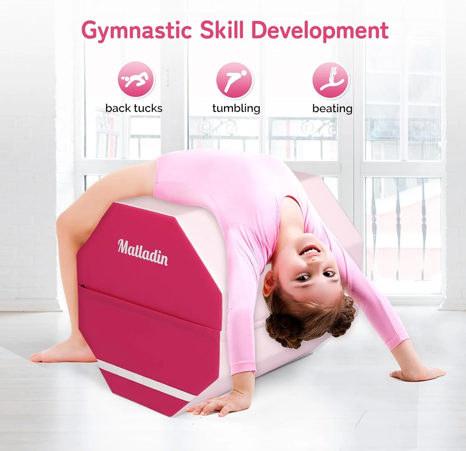 Matladin Octagon Gymnastics Skill Shapes, PVC Pink, 9.7 lb - Image 24