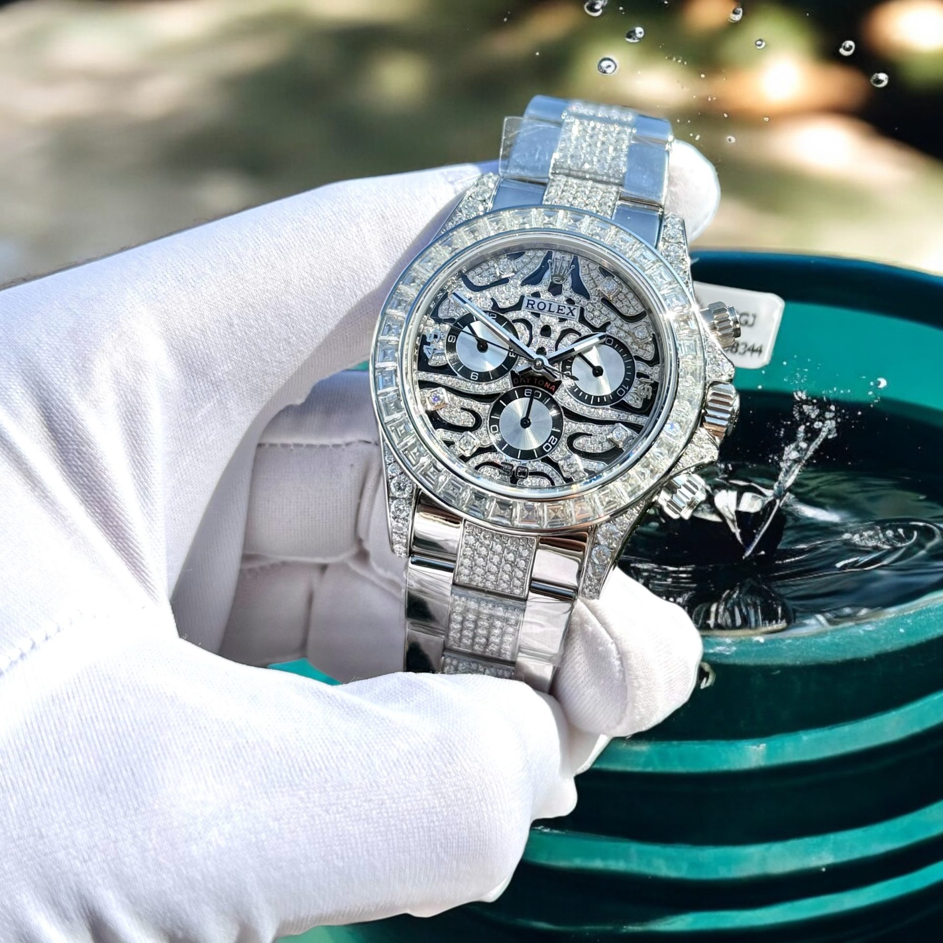 Rolex Cosmograph Daytona Eye Of The Tiger Customs Moissanite Diamonds Replica Watch 40mm - Top club