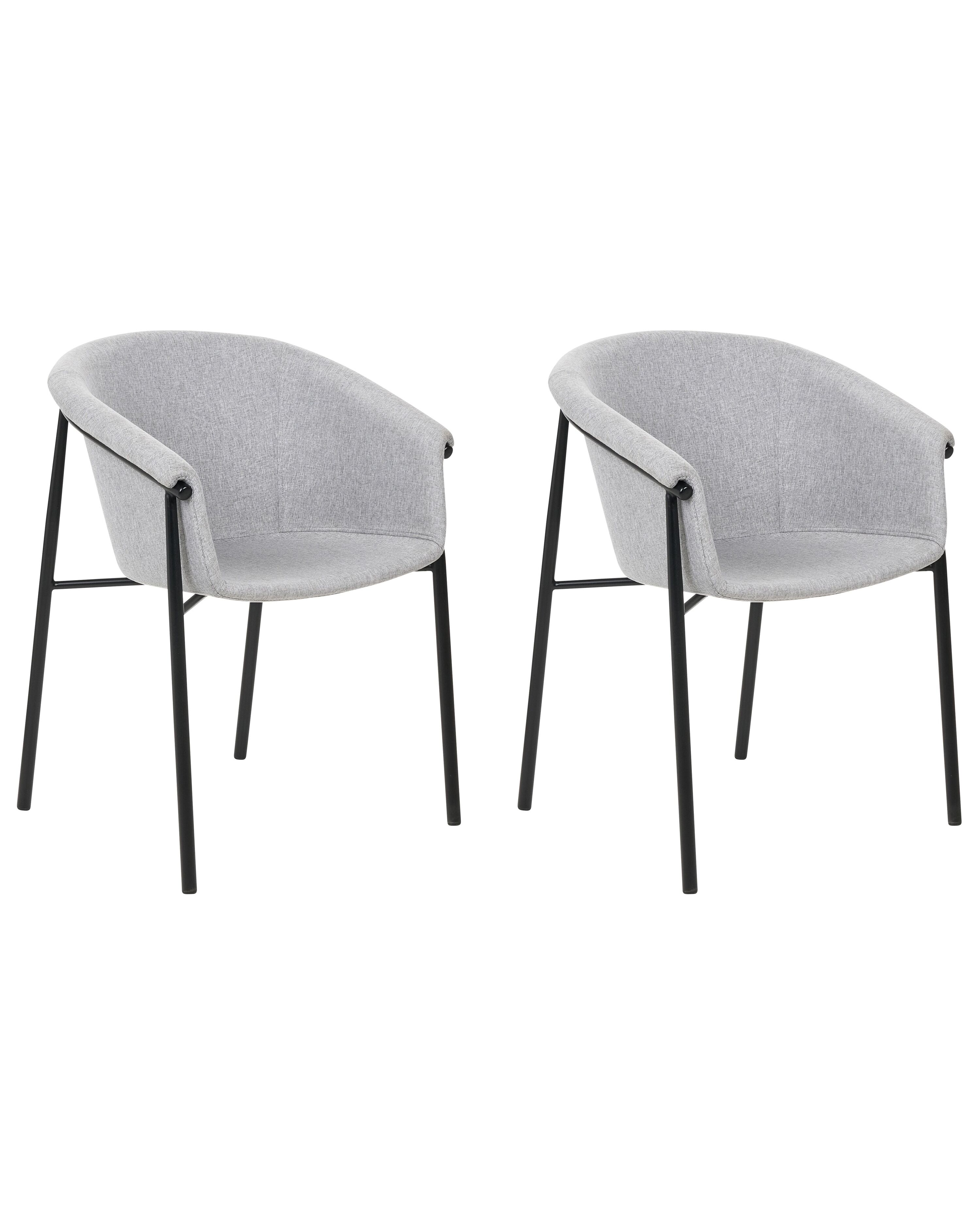Set of 2 Dining Chairs AMES Fabric Light Grey