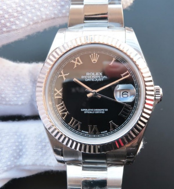 Replica Rolex DateJust 41mm 116334 SS Black Dial Roman Markers SS Bracelet A3136 - Elite Watch Atelier